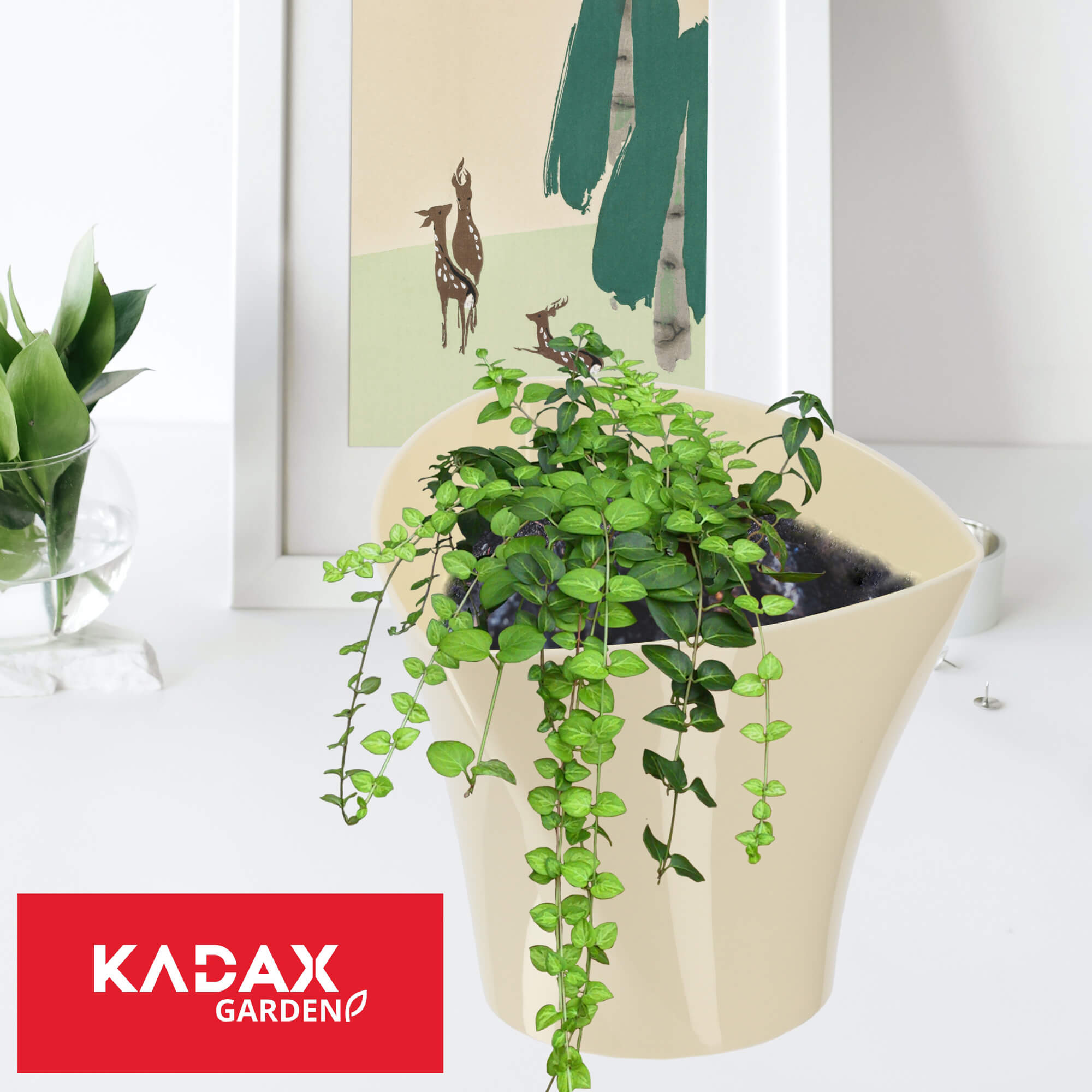 Doniczka asymetryczna 22 cm, kremowa