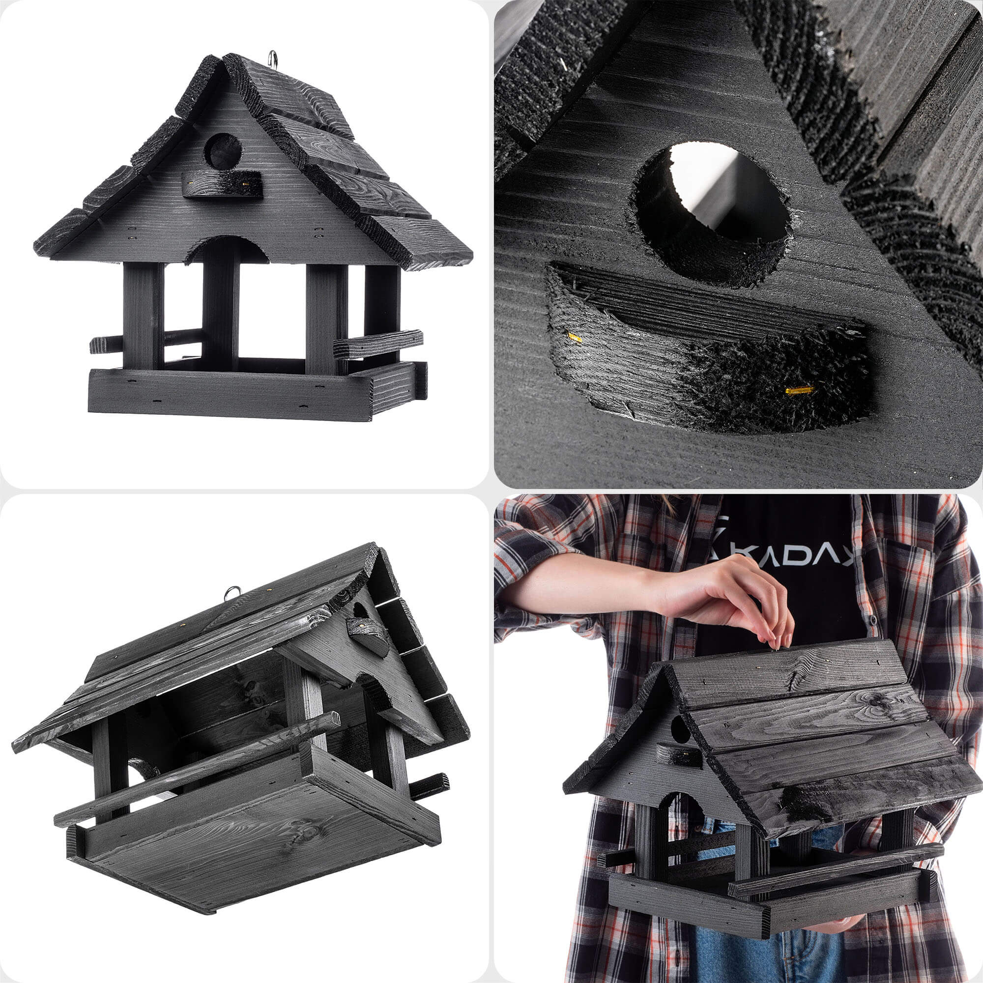 Karmnik dla ptaków Arbis domek 30 x 25 cm antracytowy