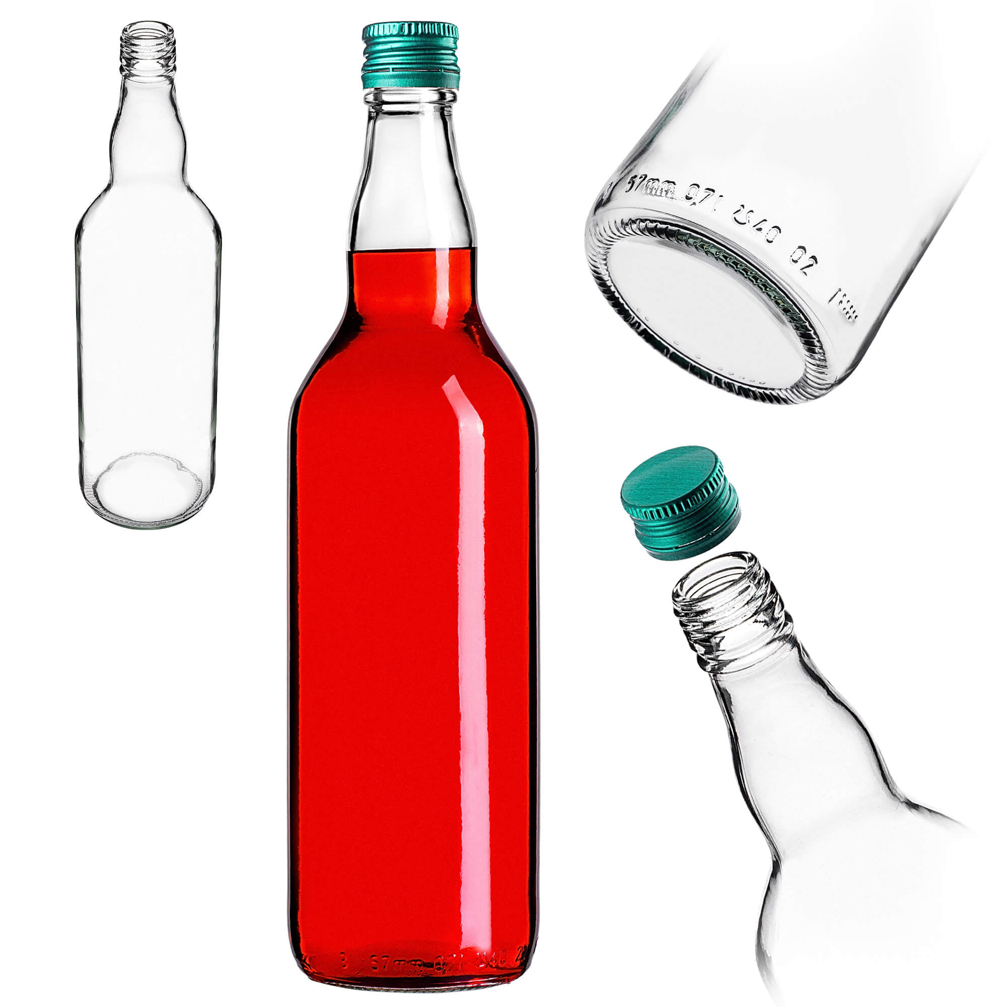 Szklana butelka Monopol 700ml z zieloną zakrętką 1 szt.