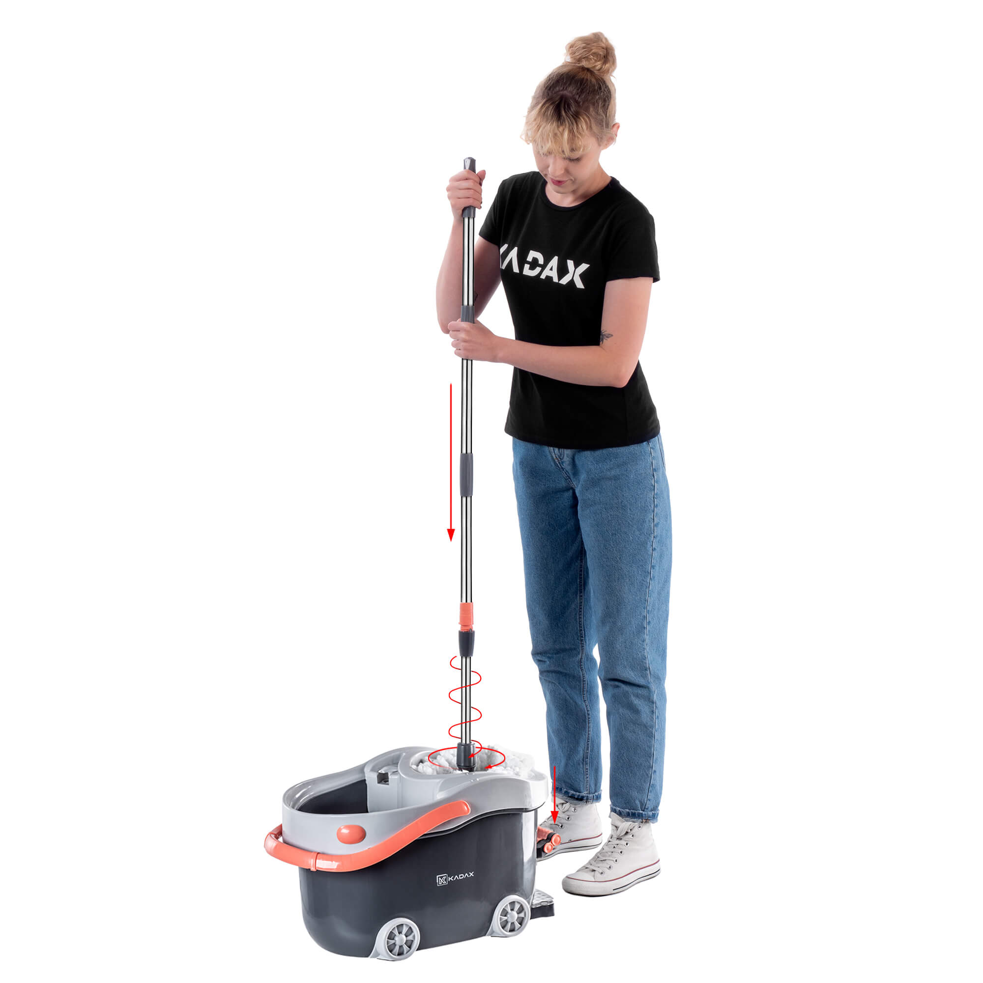 Mop obrotowy z wiadrem Jarpen 128 cm szary