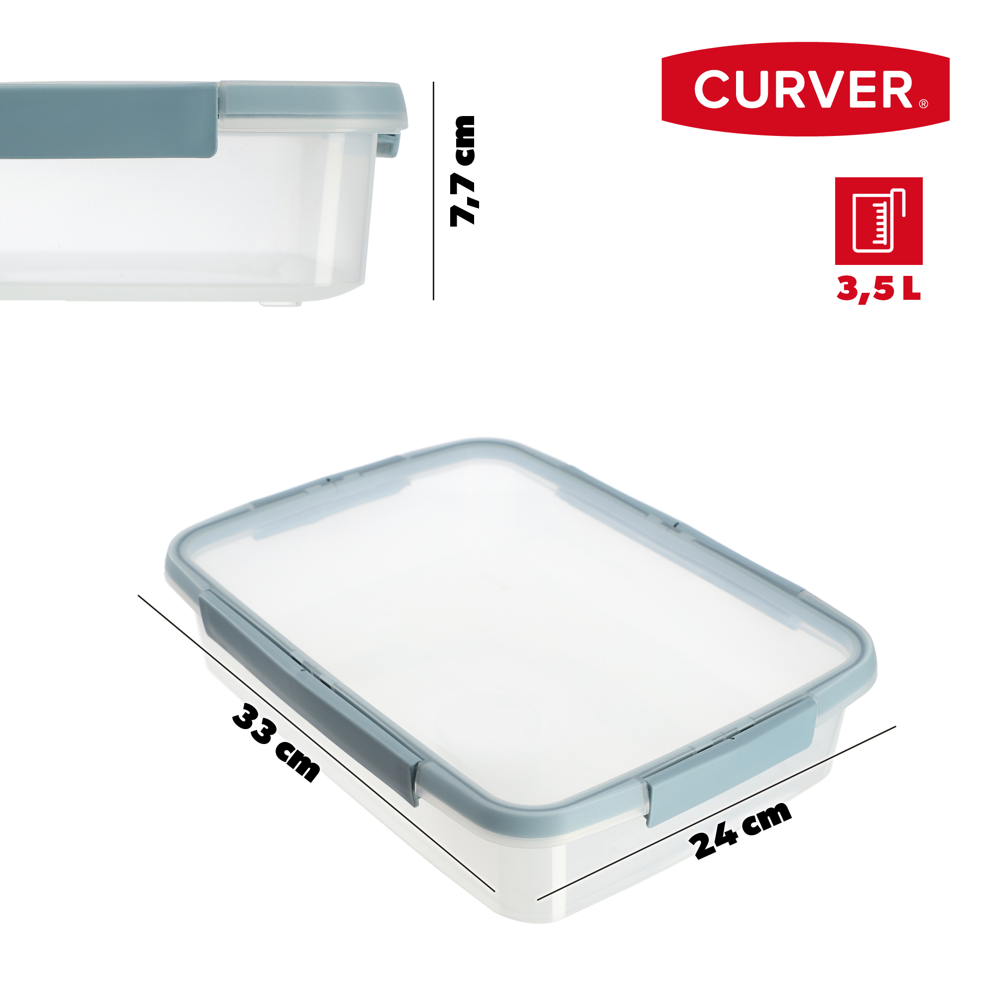 Pojemnik na żywność 3.5L Curver Smart Fresh Eco, szarobłękitny 33cm