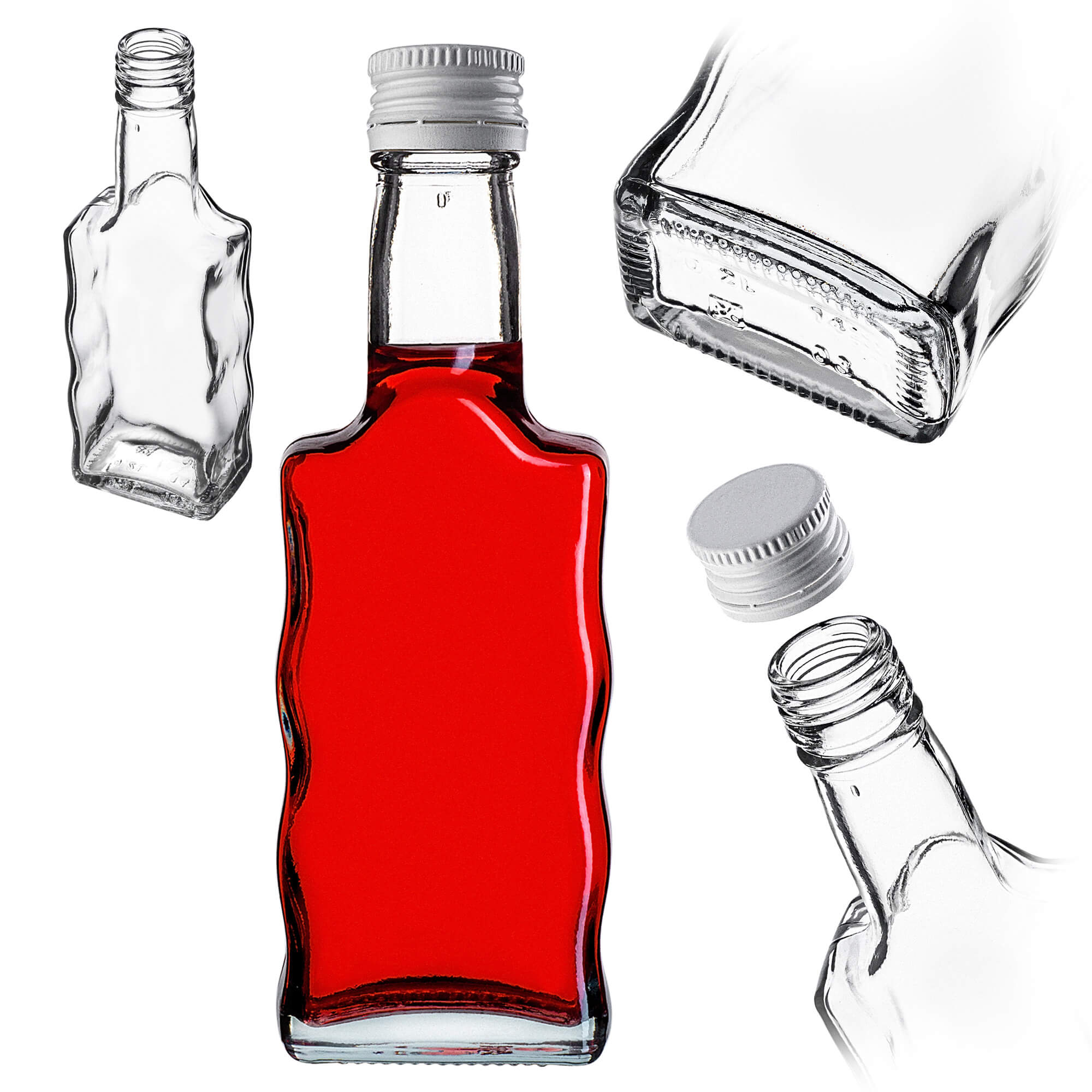 Szklana butelka na nalewkę Fala 200ml z białą zakrętką 1 szt.