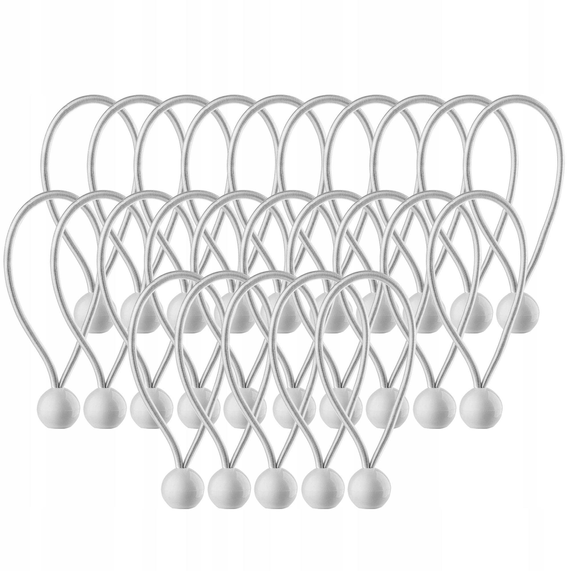 Gumy z kulką do mocowania plandek białe, 25 szt.