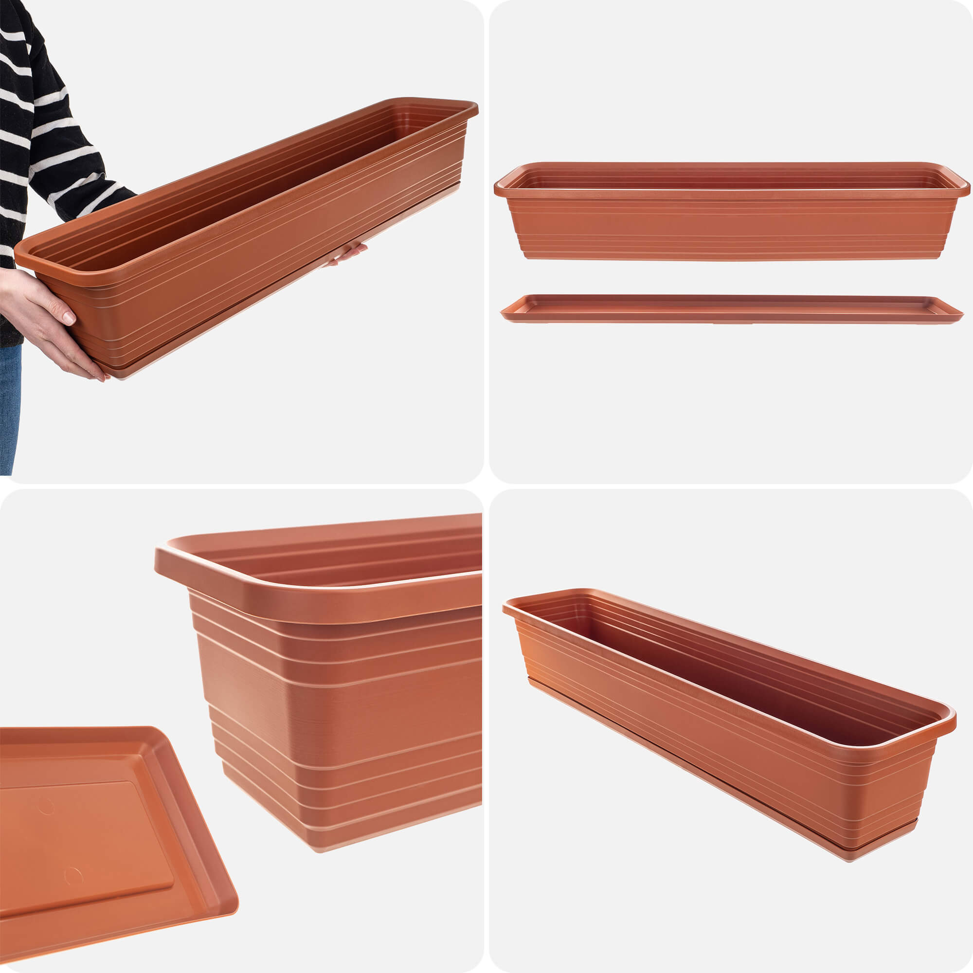 Skrzynka balkonowa z podstawką Paulin 80cm terrakota