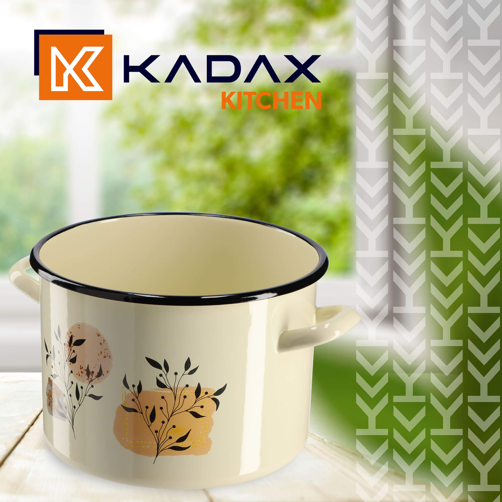 Garnek Emaliowany Luca 7L, liście