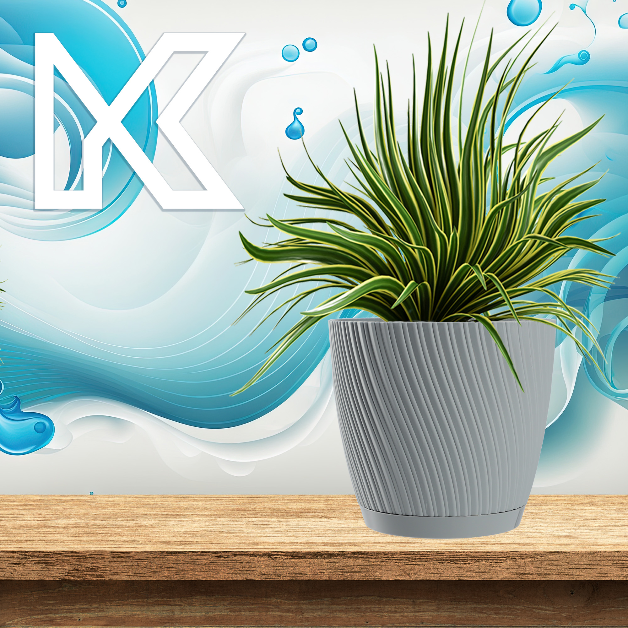 Doniczka z podstawką Tubas 15 cm, platyna