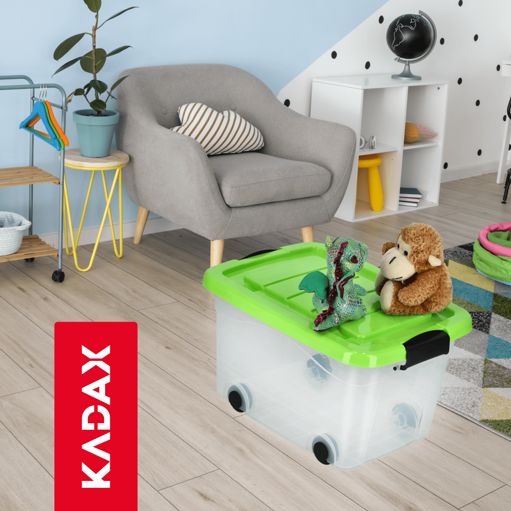 Plastikowy pojemnik na kółkach Vado 20L, zielony