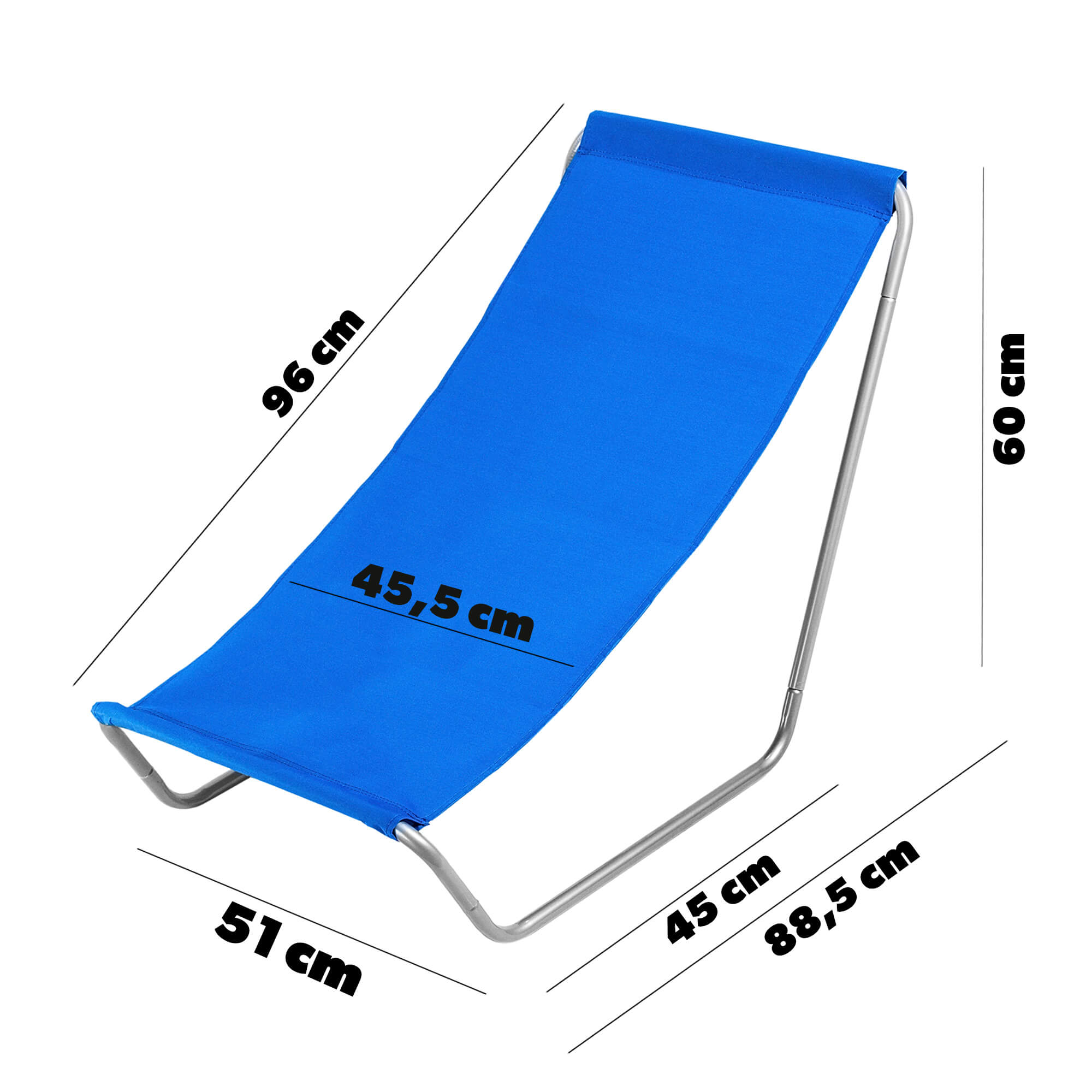 Składany leżak plażowy z pokrowcem Mill, niebieski
