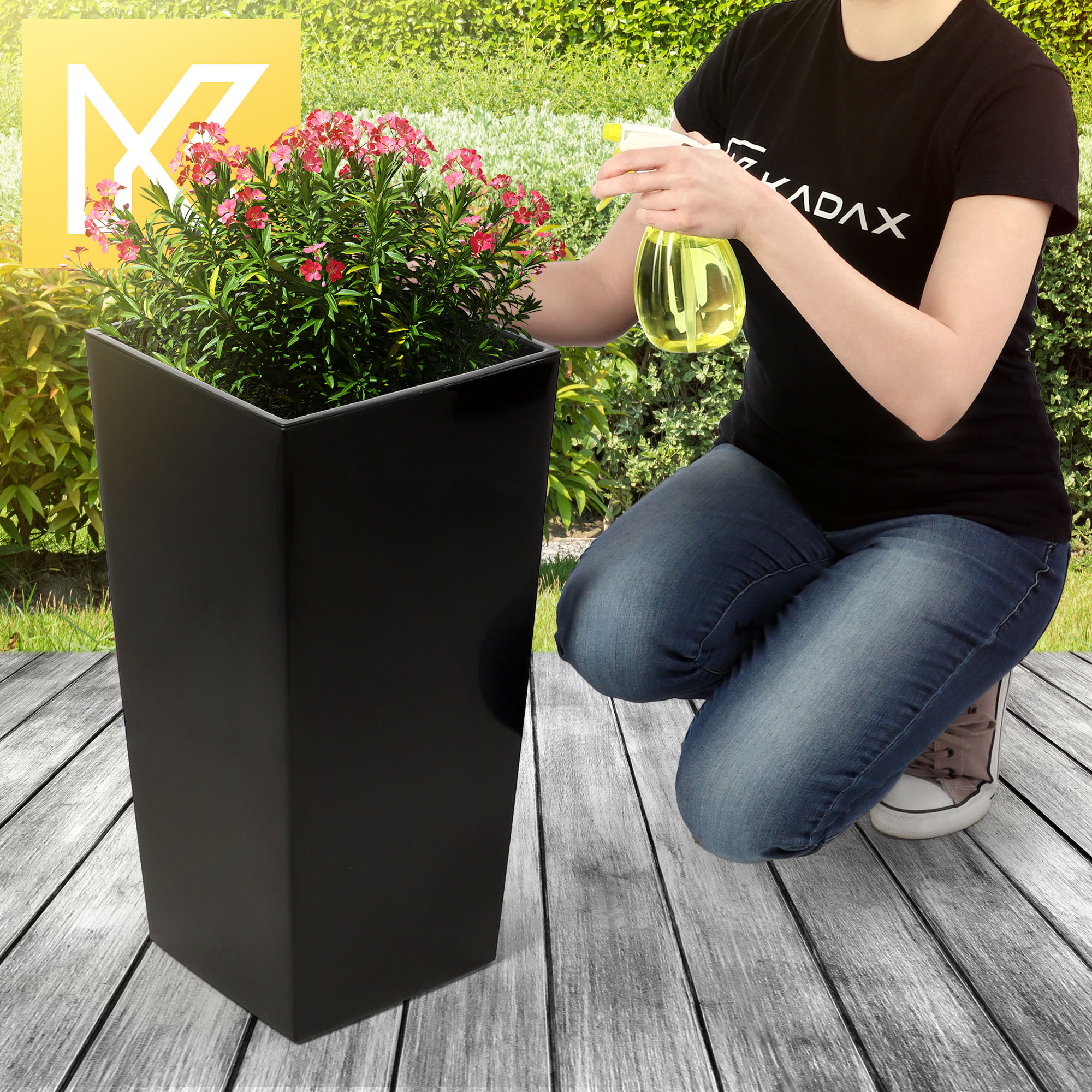 Donice na kwiaty z wkładem Masiera 25 cm + 30 cm + 35 cm, czarne