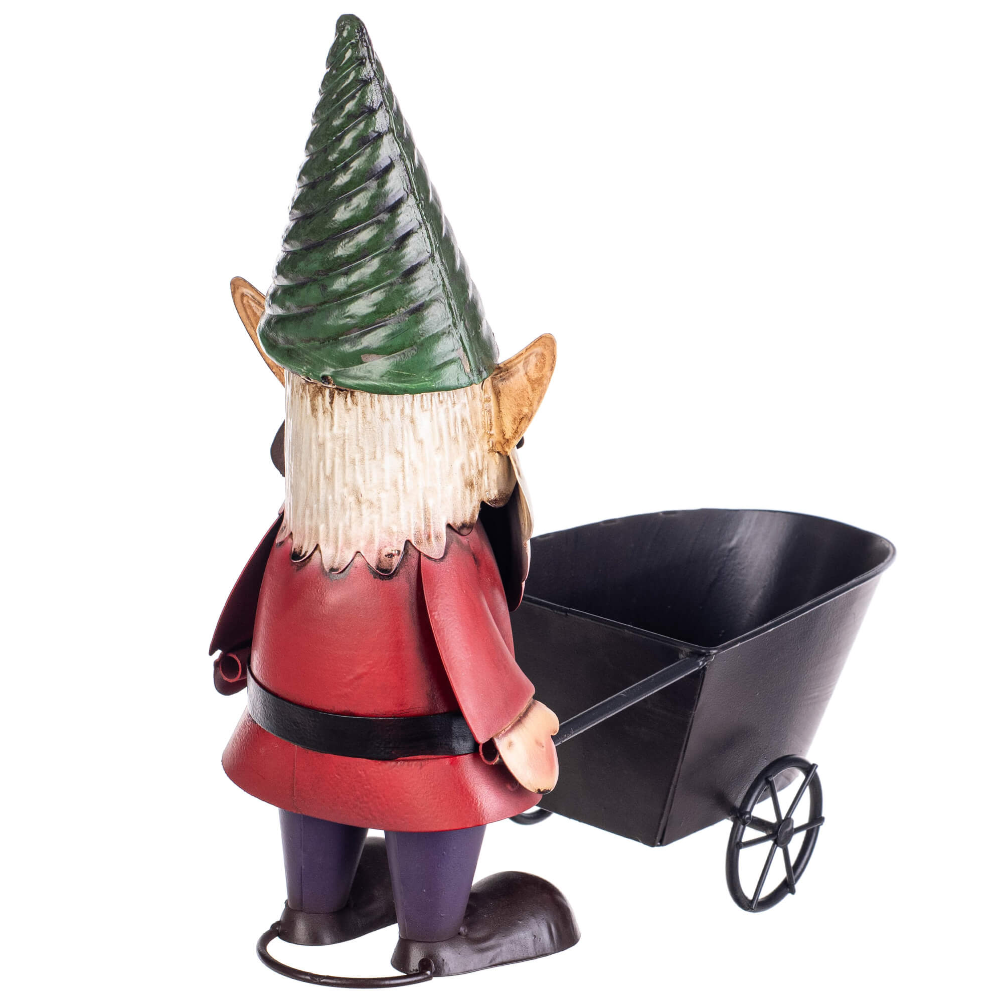 Figura ogrodowa Esson krasnal z wózkiem stalowa 34 cm