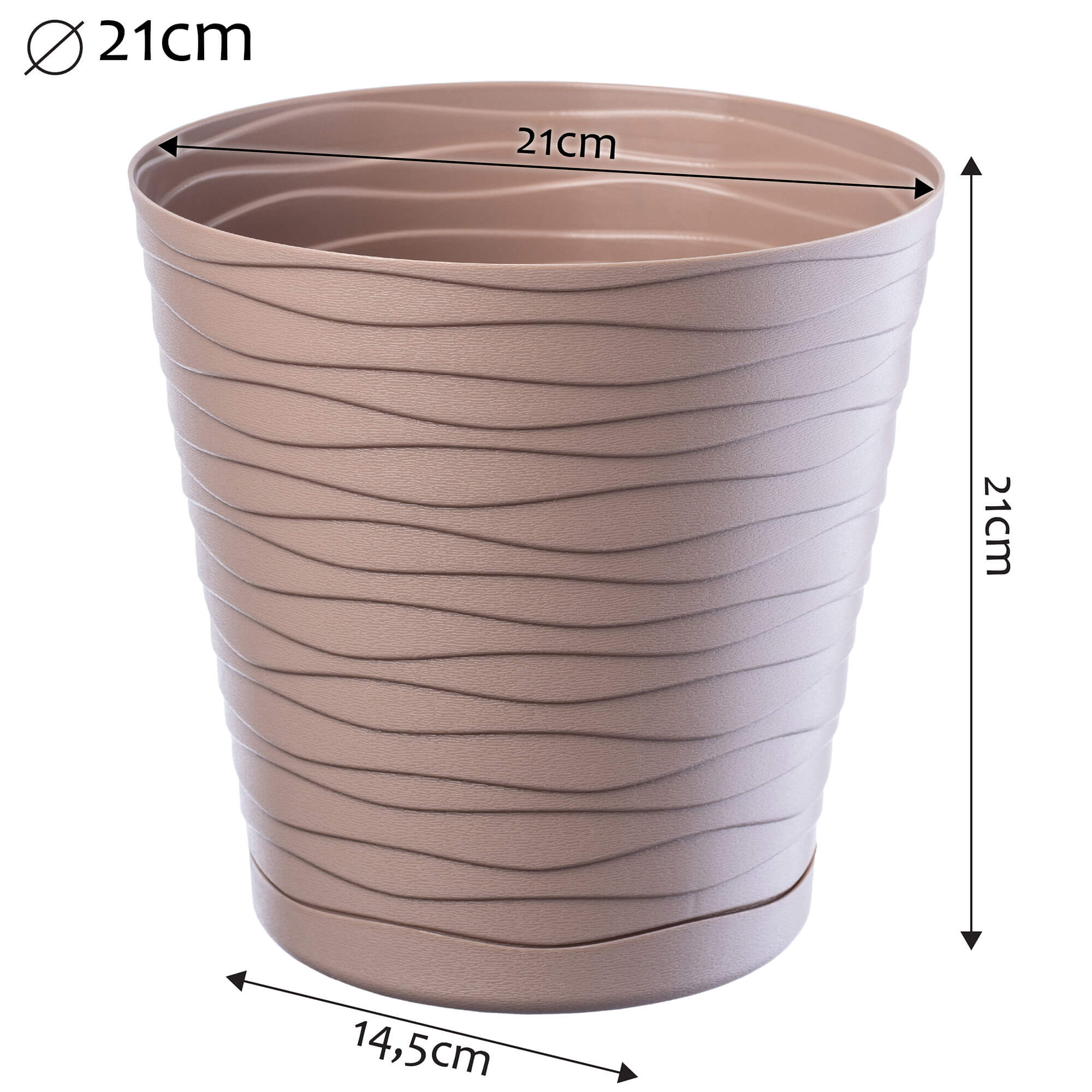 Doniczka z podstawką Greve 21 cm, beżowa