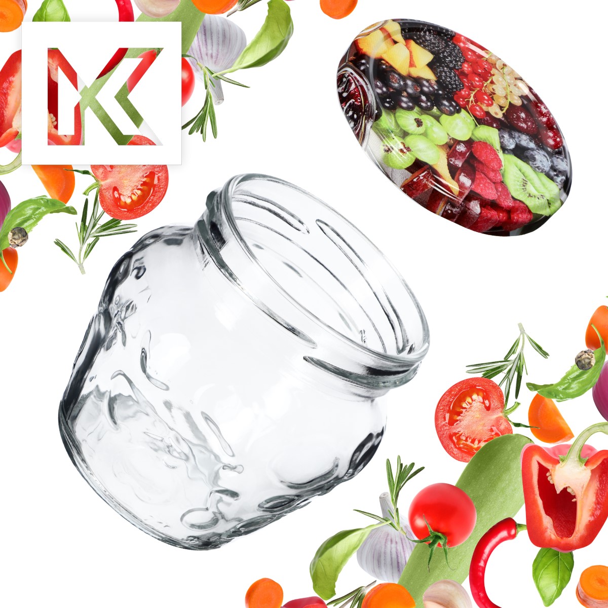 Słoiki Kemi 200ml 20szt 66mm + wieczka "Owoce"