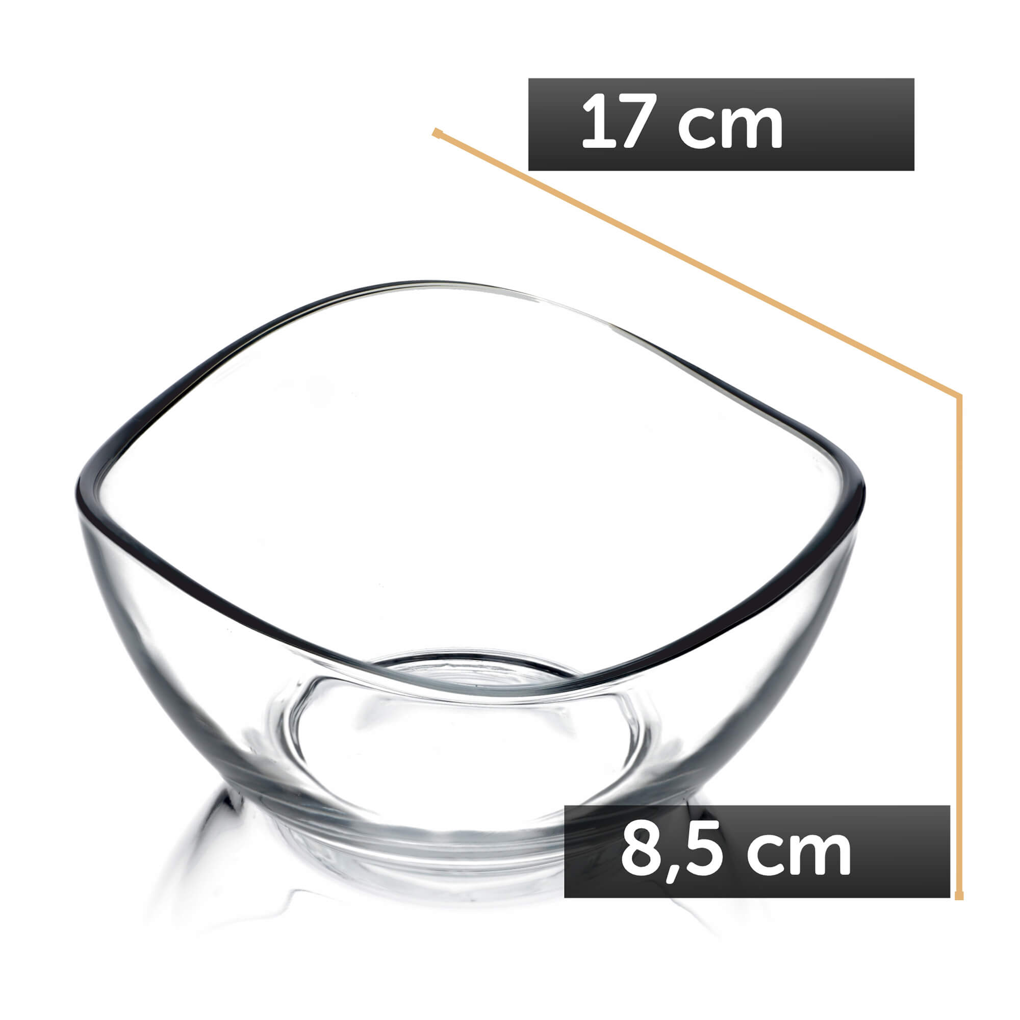 Szklana salaterka 17 x 8 cm, 2 szt.