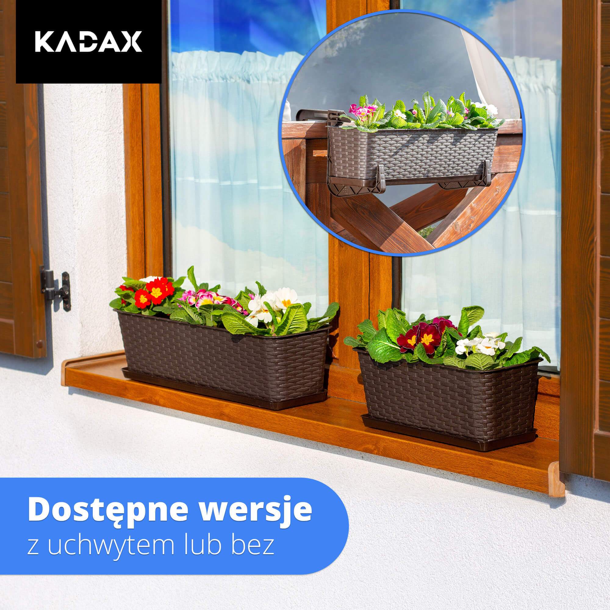 Skrzynka balkonowa z podstawką Frette 60 x 17 cm, brązowa