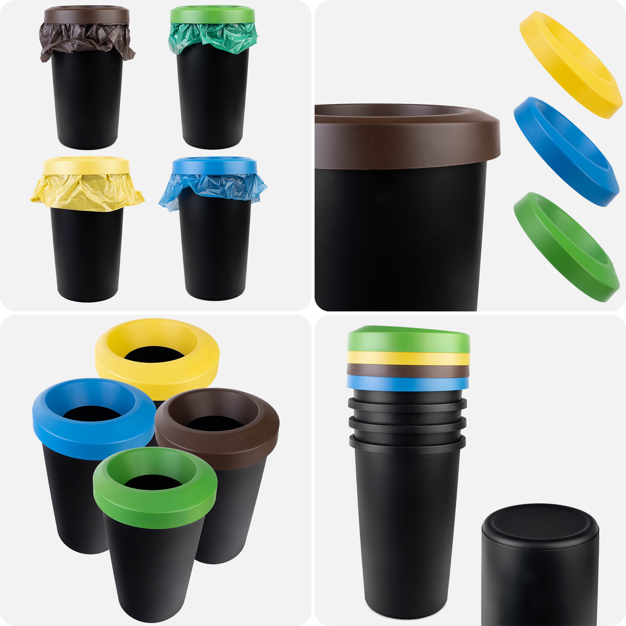 Kosz na śmieci Givry 4 x 45 L czarny