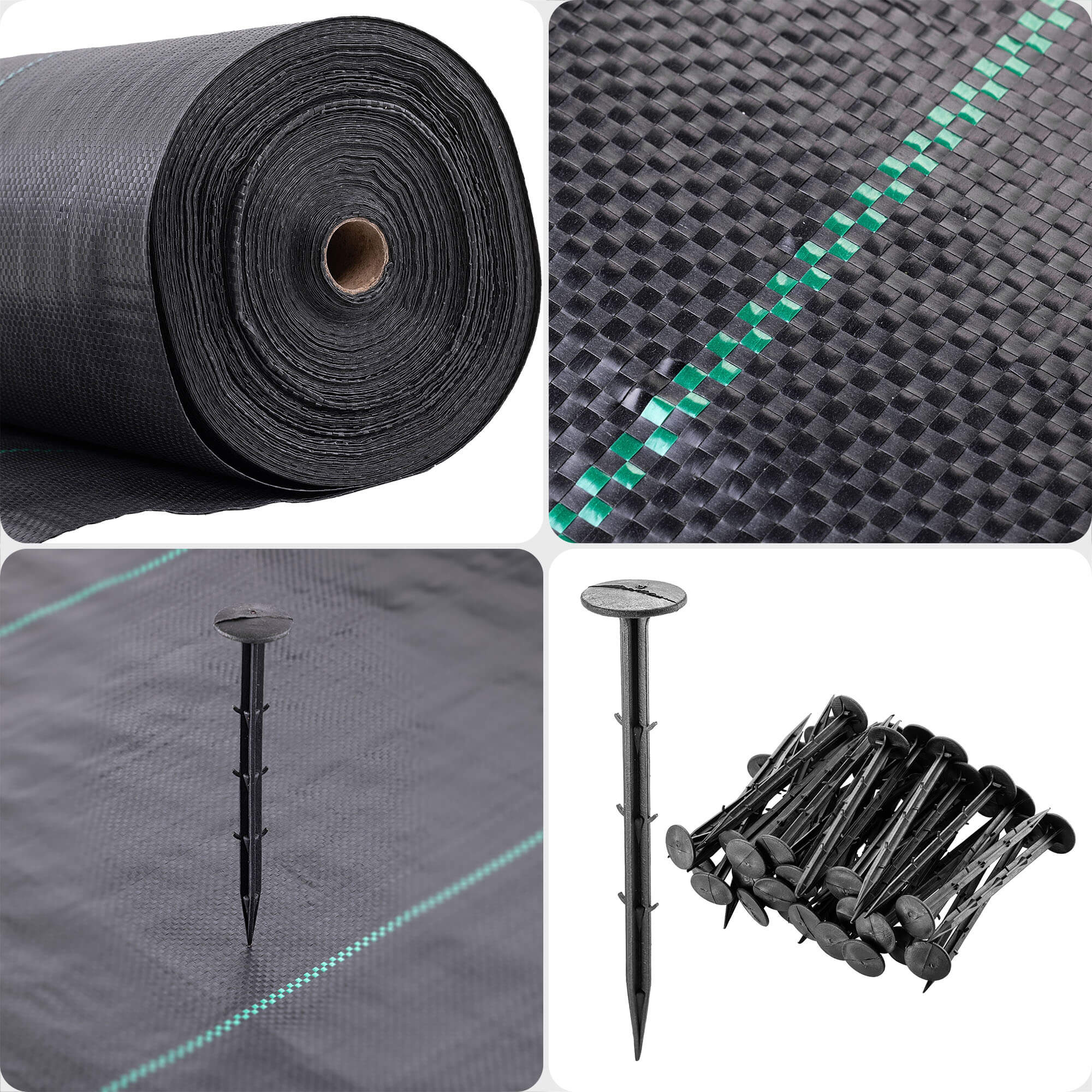 Agrotkanina ogrodowa Auros 1.6 x 50m 135 g/m² czarna + kołki 50 szt.