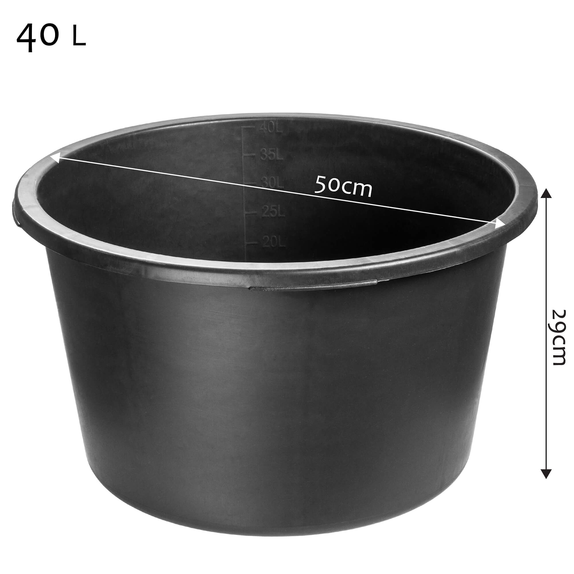 Kastra budowlana okrągła 40L, czarna