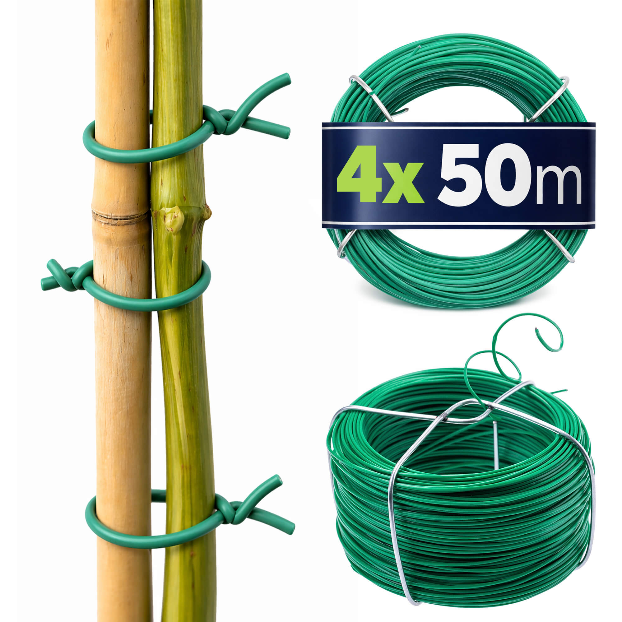 Drut ogrodniczy pokryty PVC Brion 50 m zielony 4 szt.