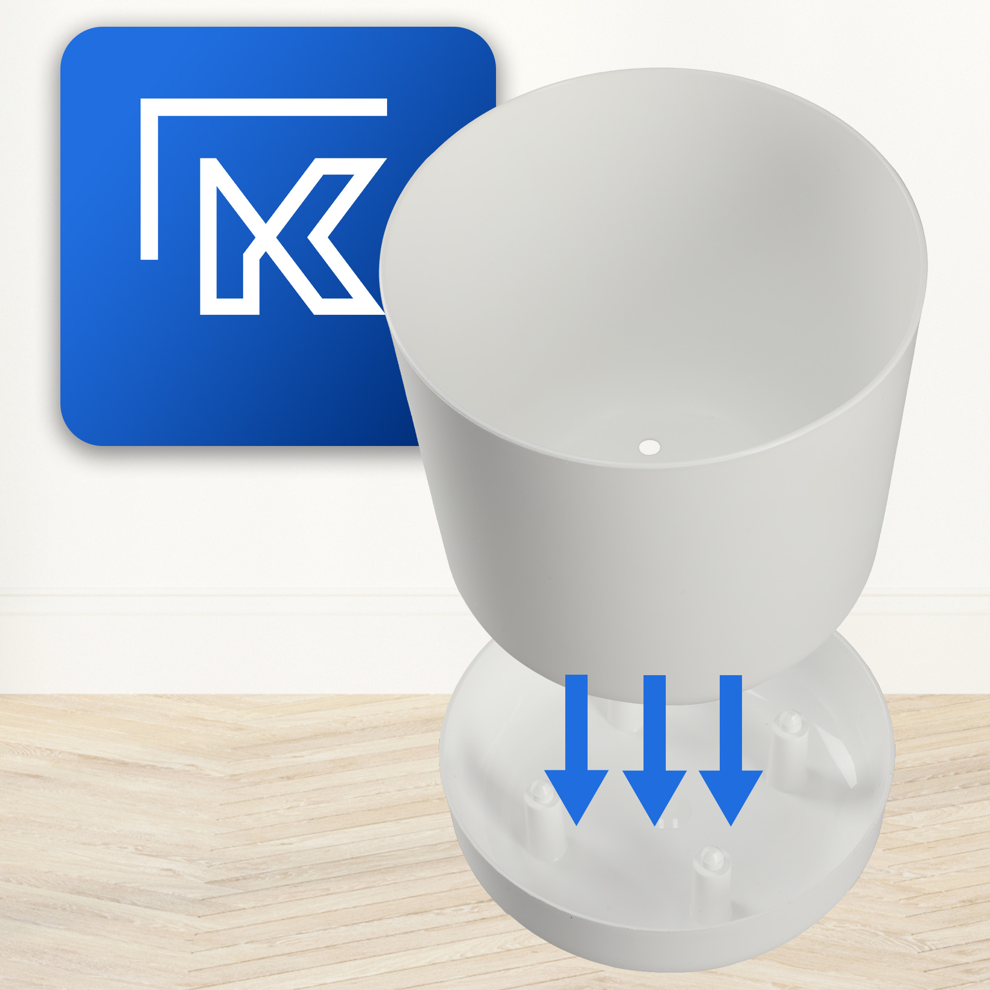 Doniczka Kama z podstawką 17 cm, biała