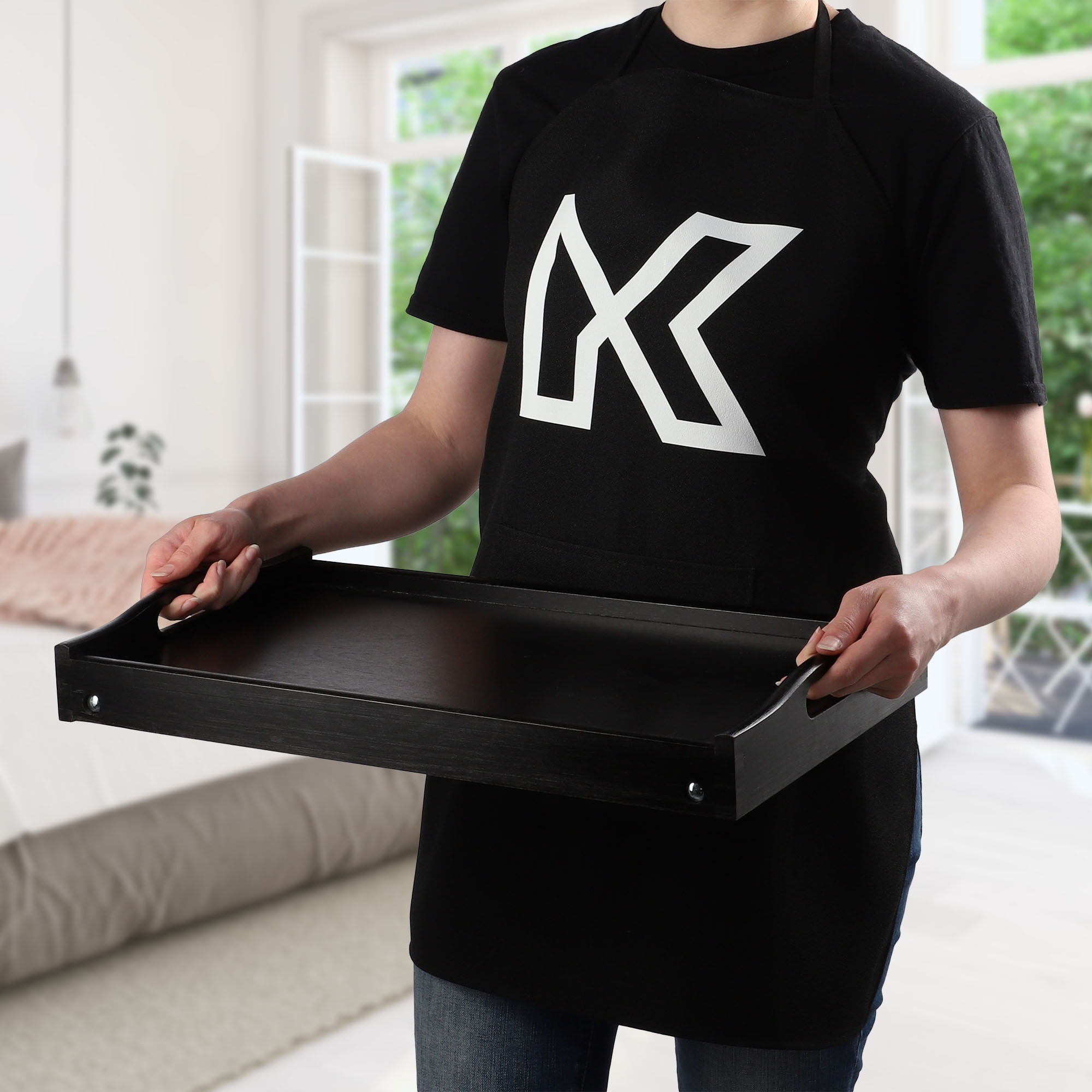 Stolik śniadaniowy Solia, pod laptopa, 50 cm, czarny