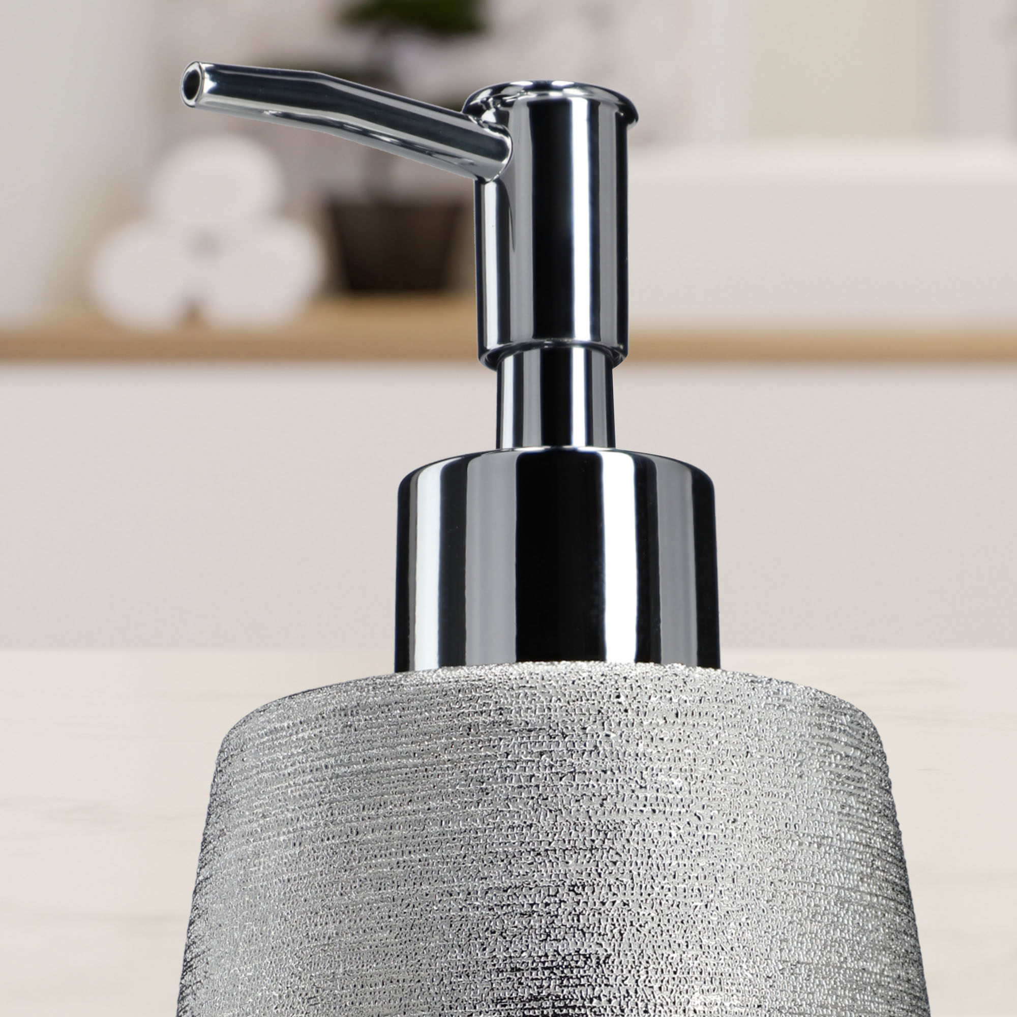 Dozownik na mydło Bari, srebrny