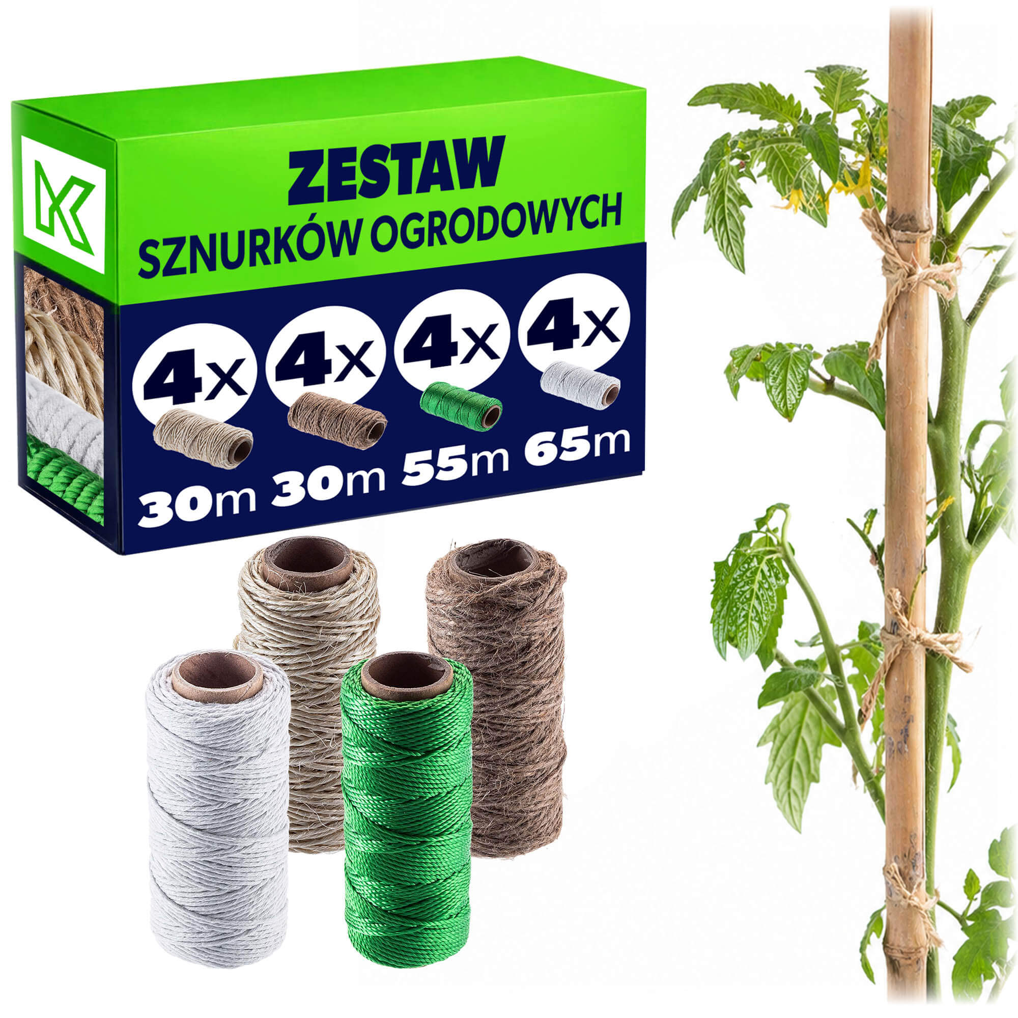 Zestaw sznurków ogrodowych Dienne 30-65 m x 1 mm 16 szt.