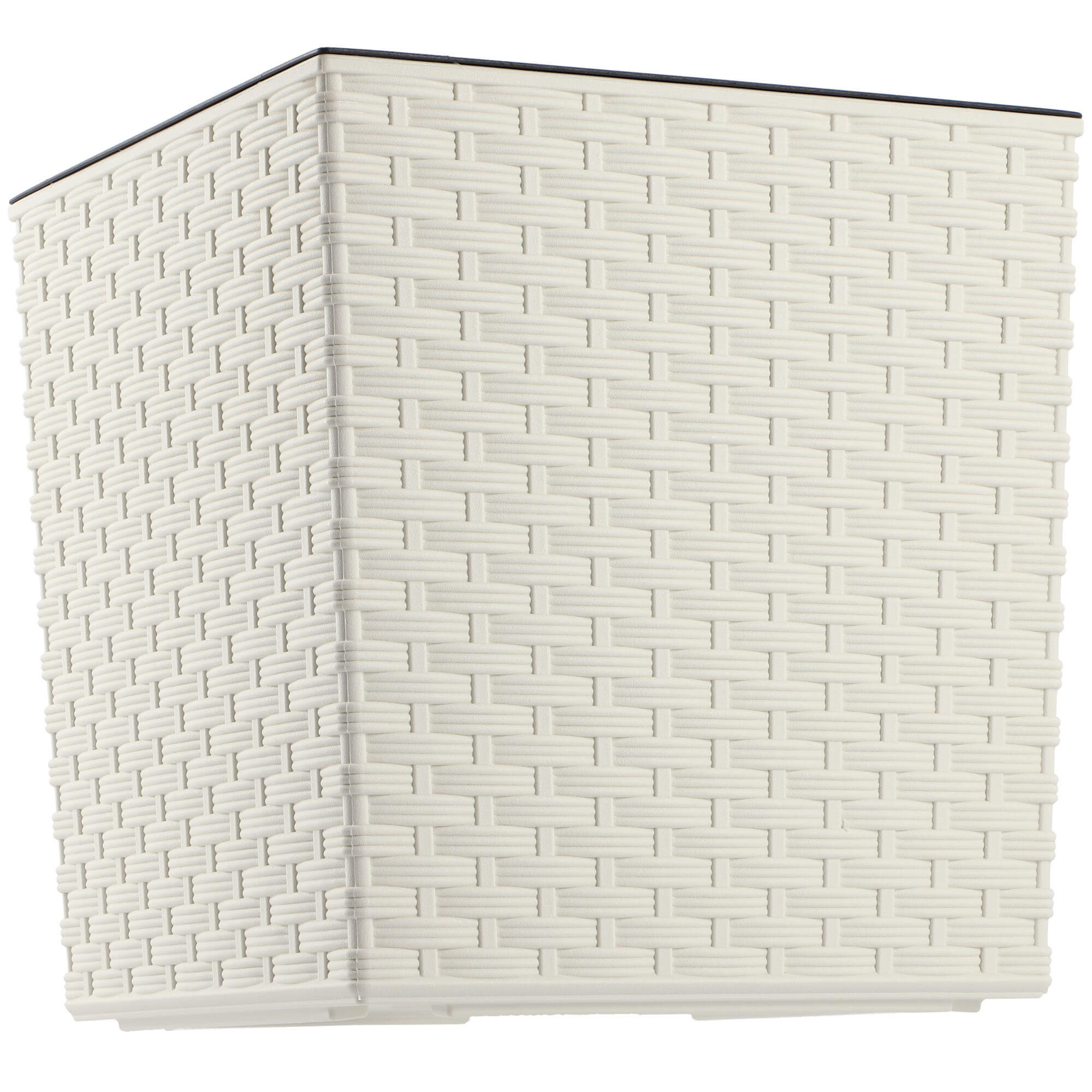 Doniczka na kwiaty z wkładem rattan 30 cm, kremowa