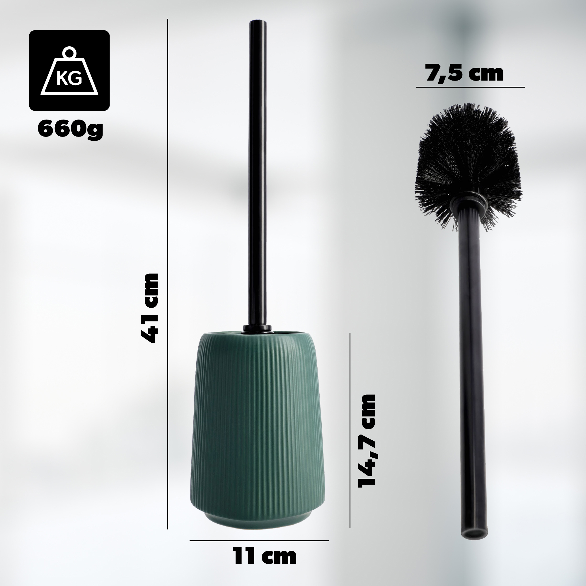 Szczotka do WC Mataro z pojemnikiem 41 cm, zielona