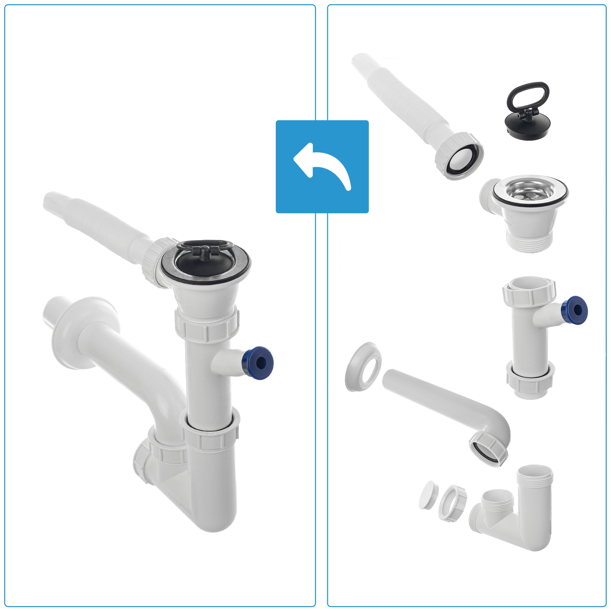 Zlew gospodarczy z wyciąganą baterią i dozownikiem Gospo Eko, biały