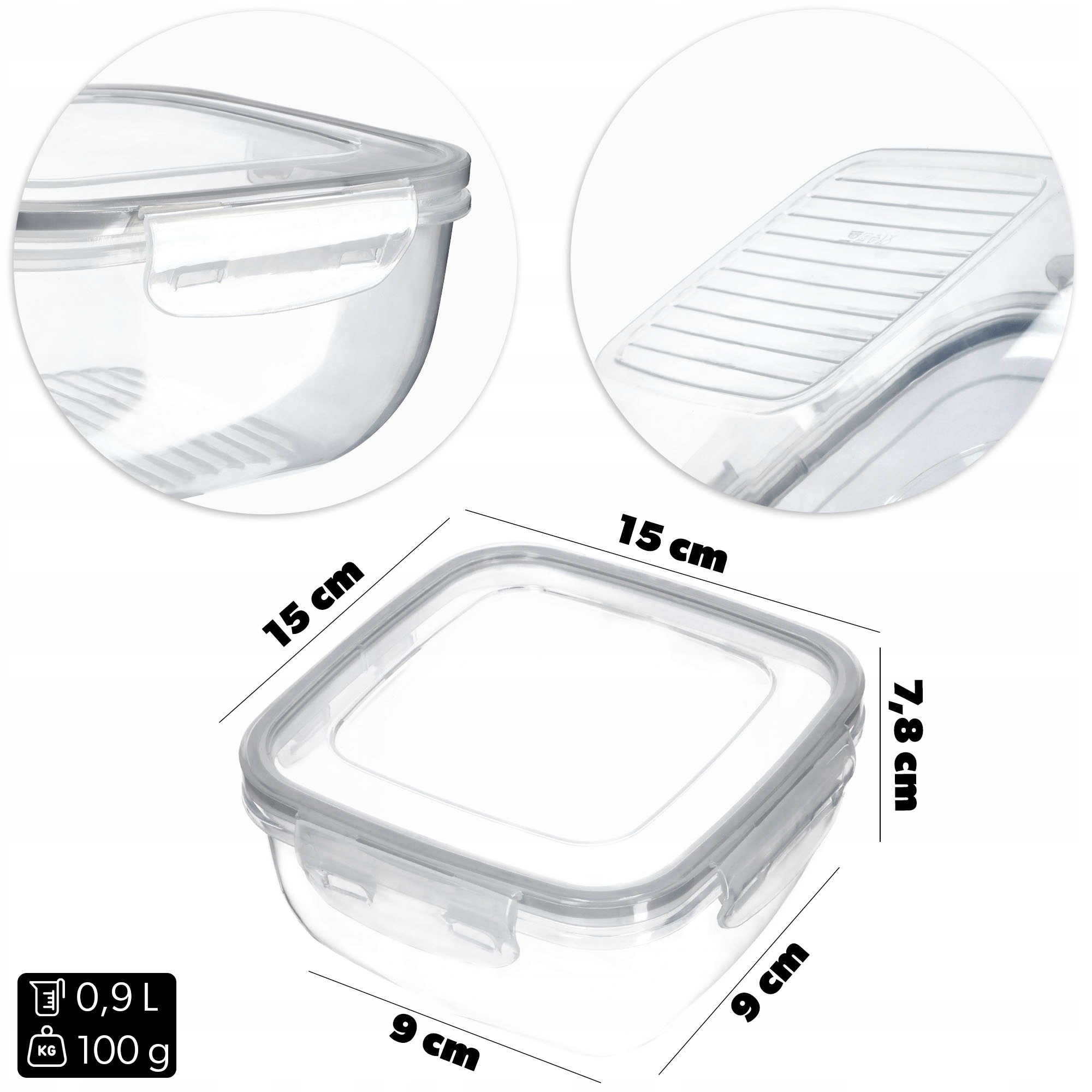Pojemnik na żywność 0.9L, kwadratowy