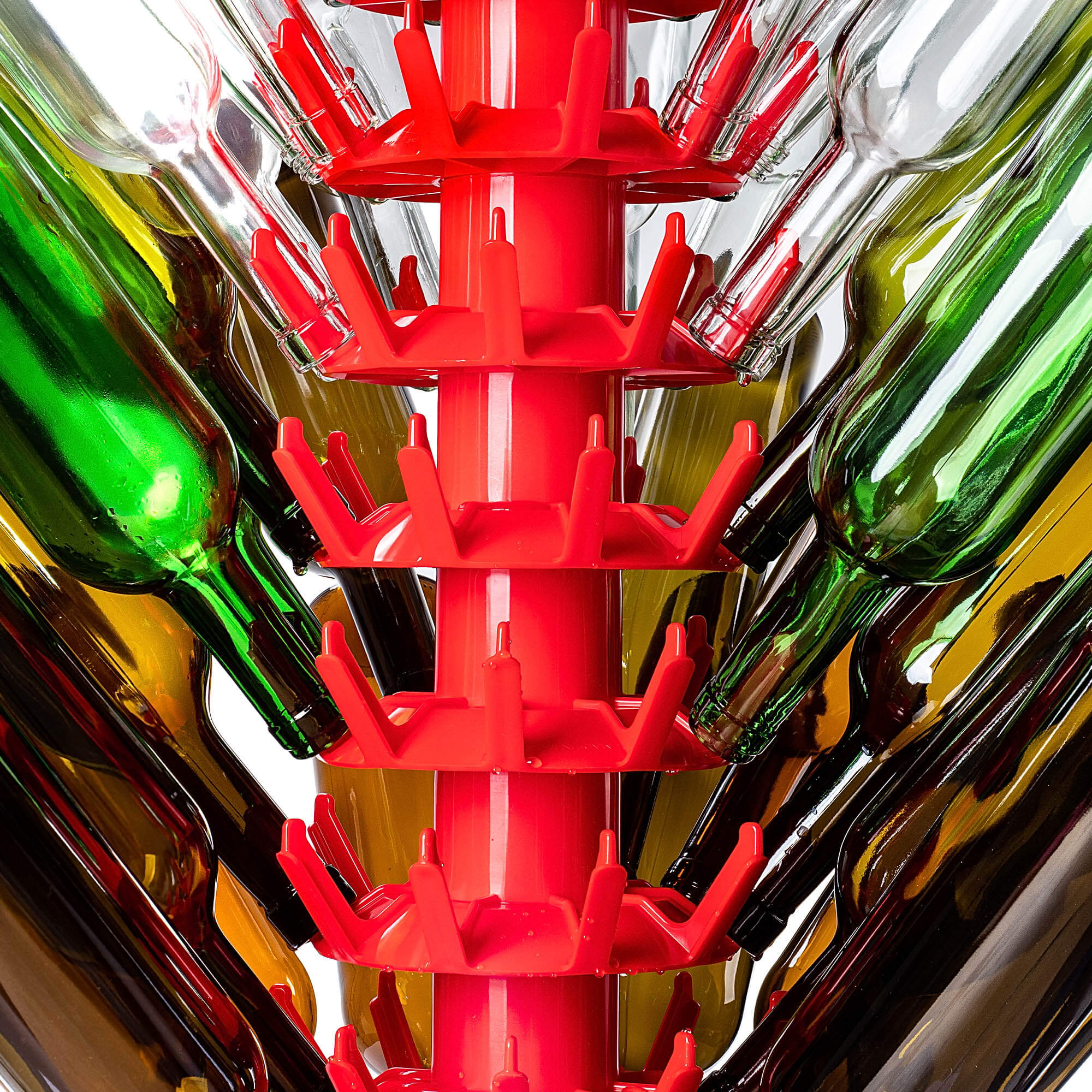 Suszarka ociekacz do butelek Nusco na 80 sztuk z uchwytem czerwony