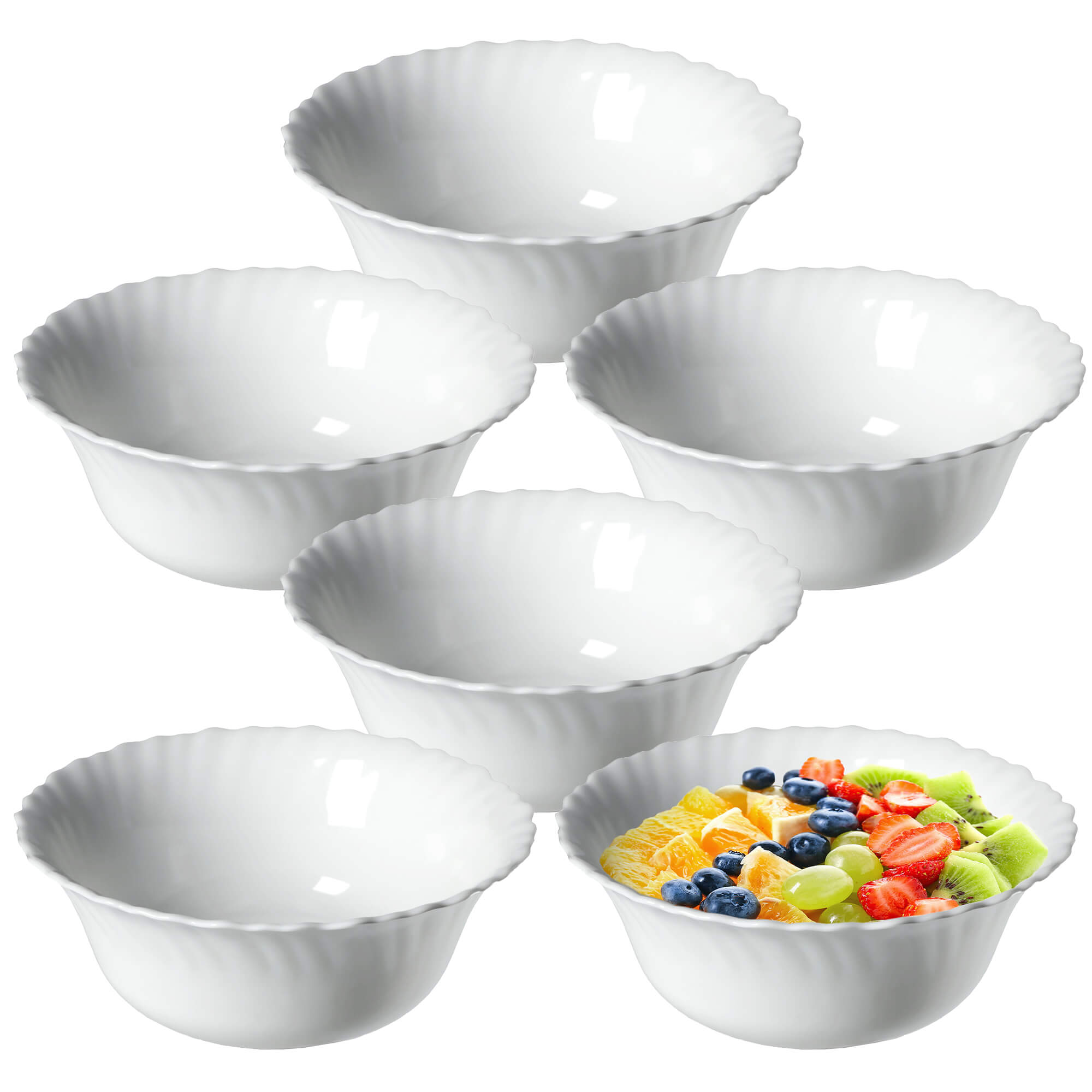 Salaterka szklana Auris 17 cm, biała 6 szt.