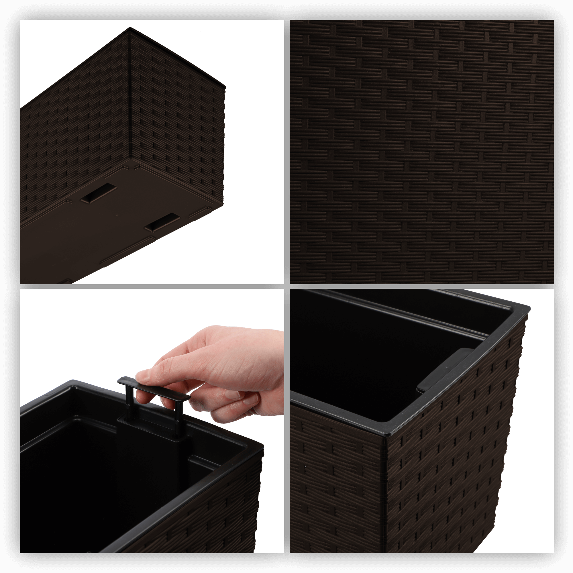 Doniczka rattanowa z wkładem Murano 56 x 19 cm + 2 uchwyty, mokka