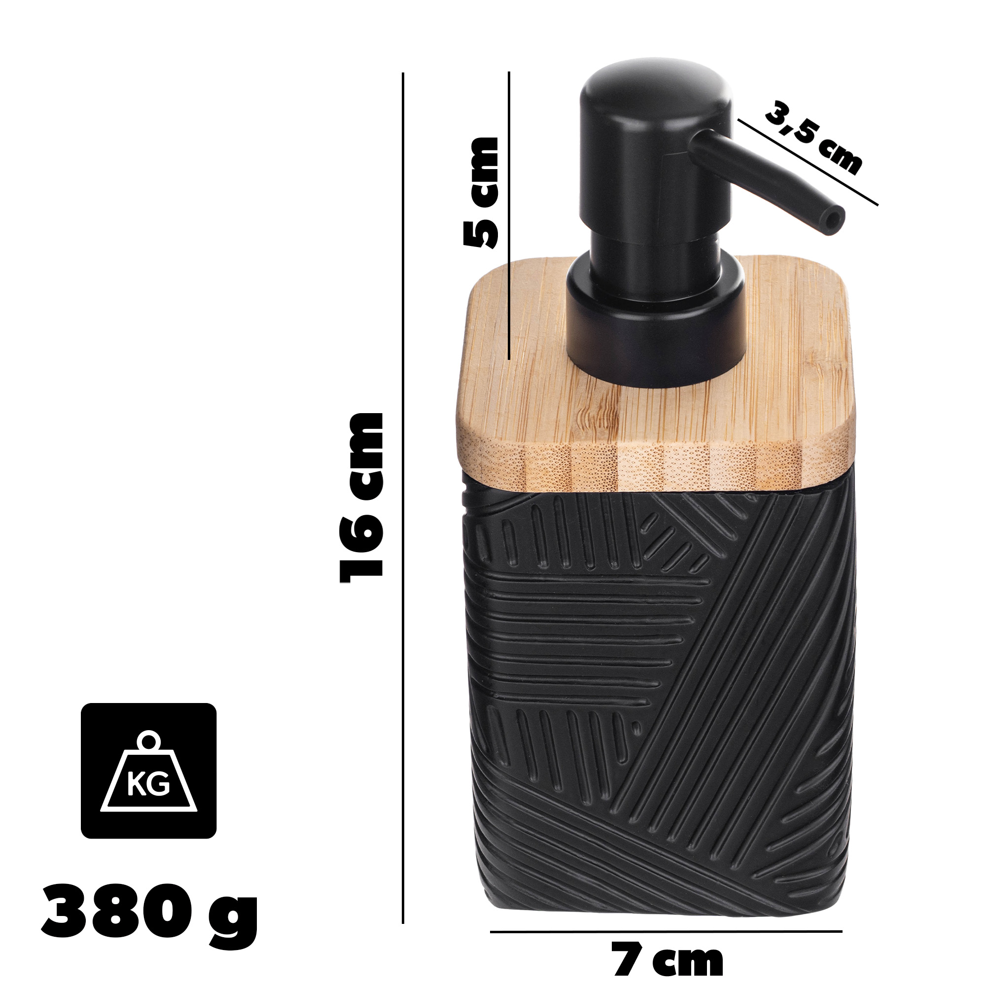 Dozownik na mydło Lunel kwadratowy czarny