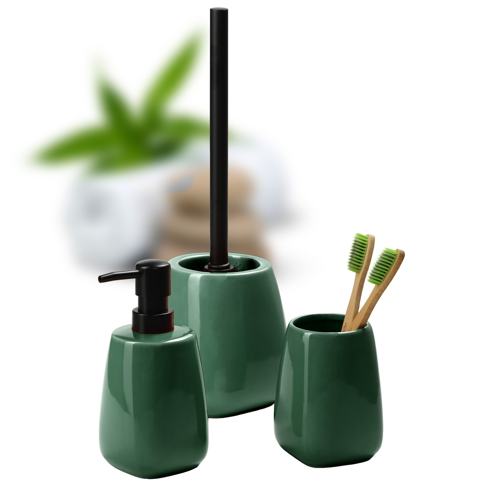Zestaw łazienkowy Ivo dozownik + kubek + szczotka Wc, zielony