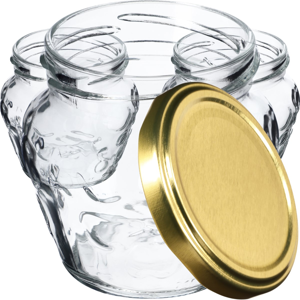 Słoiki Kemi 200ml 10szt 66mm + wieczka złote