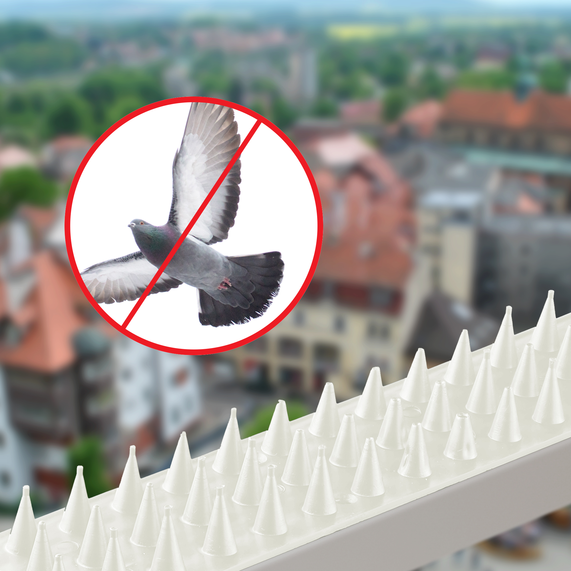Plastikowe kolce Tosta przeciw ptakom 4,5 x 50 cm białe 10 szt.