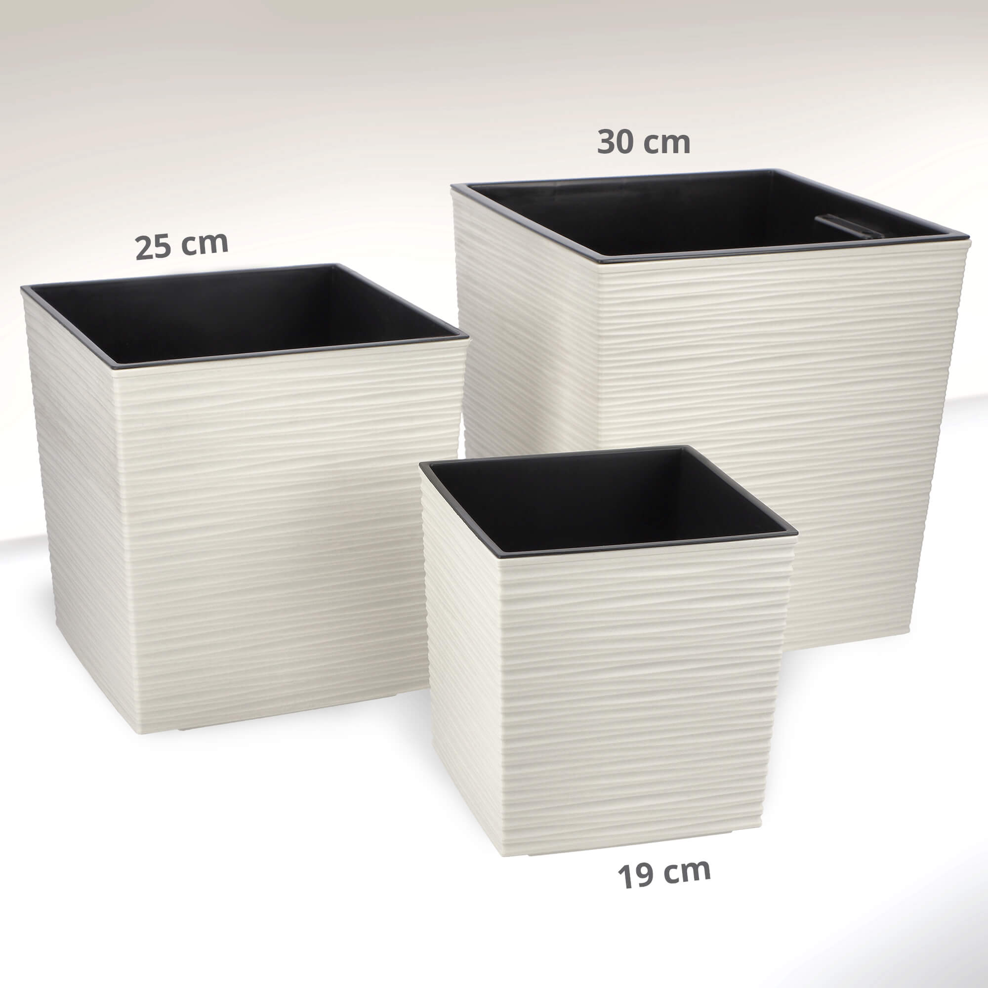 Donica na kwiaty Tres z wkładem dłuto 19 cm, kremowa