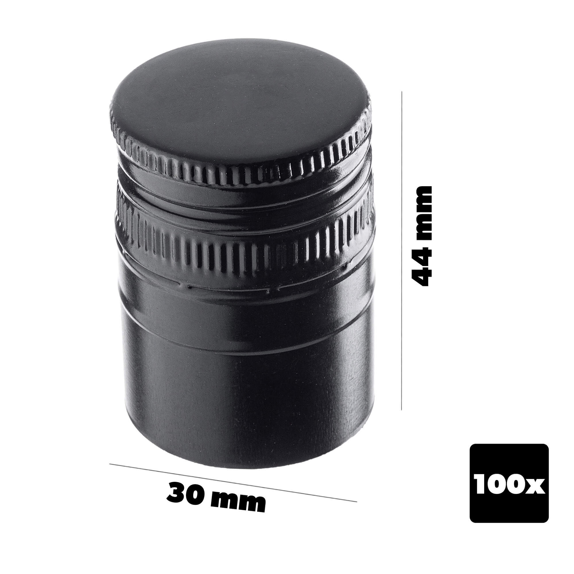 Aluminiowa zakrętka do butelek Annot fi 30mm długa czarna 100 szt.