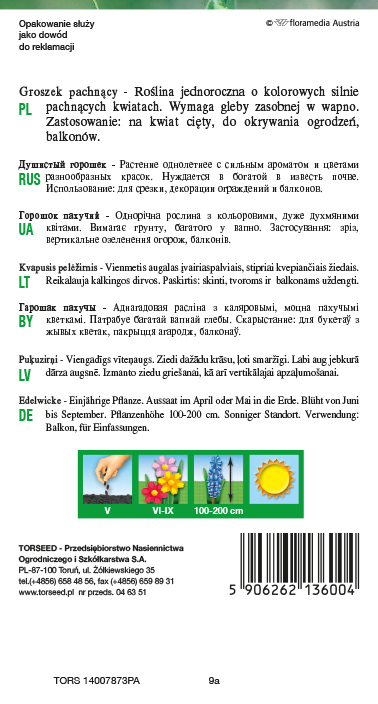Groszek pachnący - Lathyrus odoratus mieszanka 4g