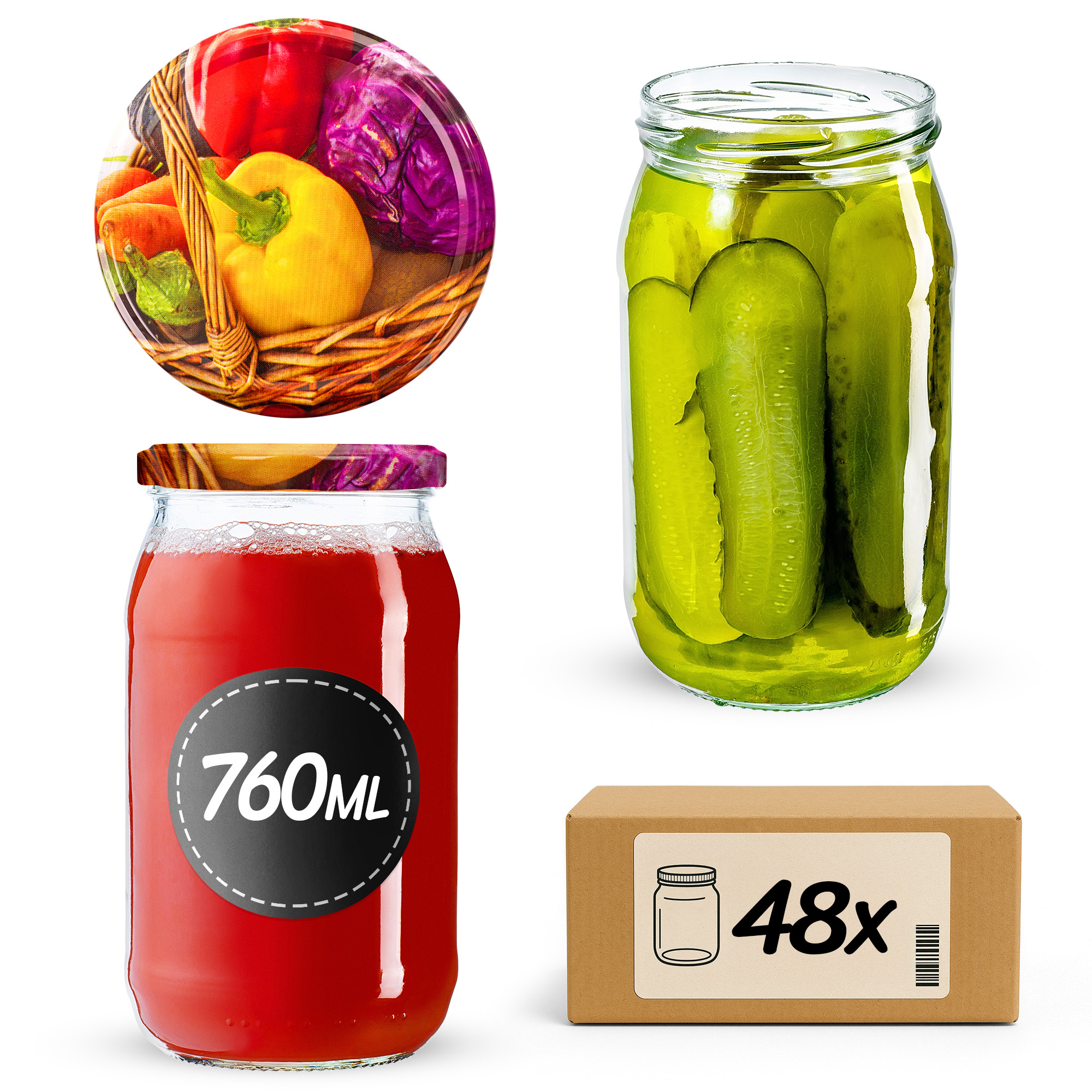 Słoiki na przetwory Niva 760ml fi82mm 48szt + wieczko Warzywa
