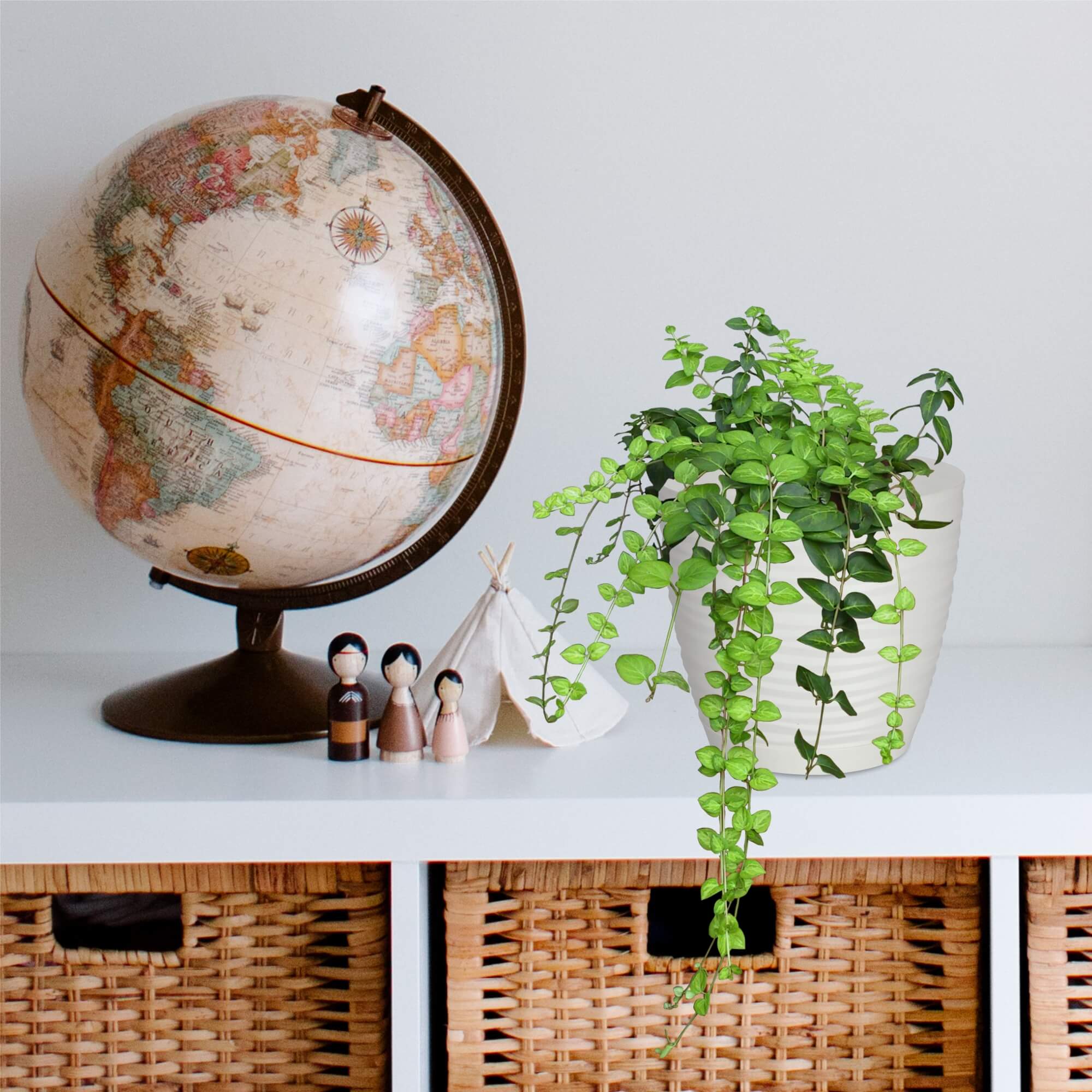 Doniczka na kwiaty okrągła z podstawką 17 cm, biała