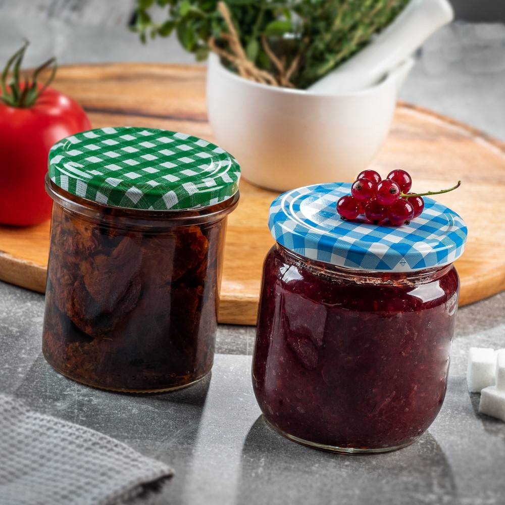 Słoiki na przetwory Avila 350ml 50szt 82mm + wieczka "Czarna Krata"