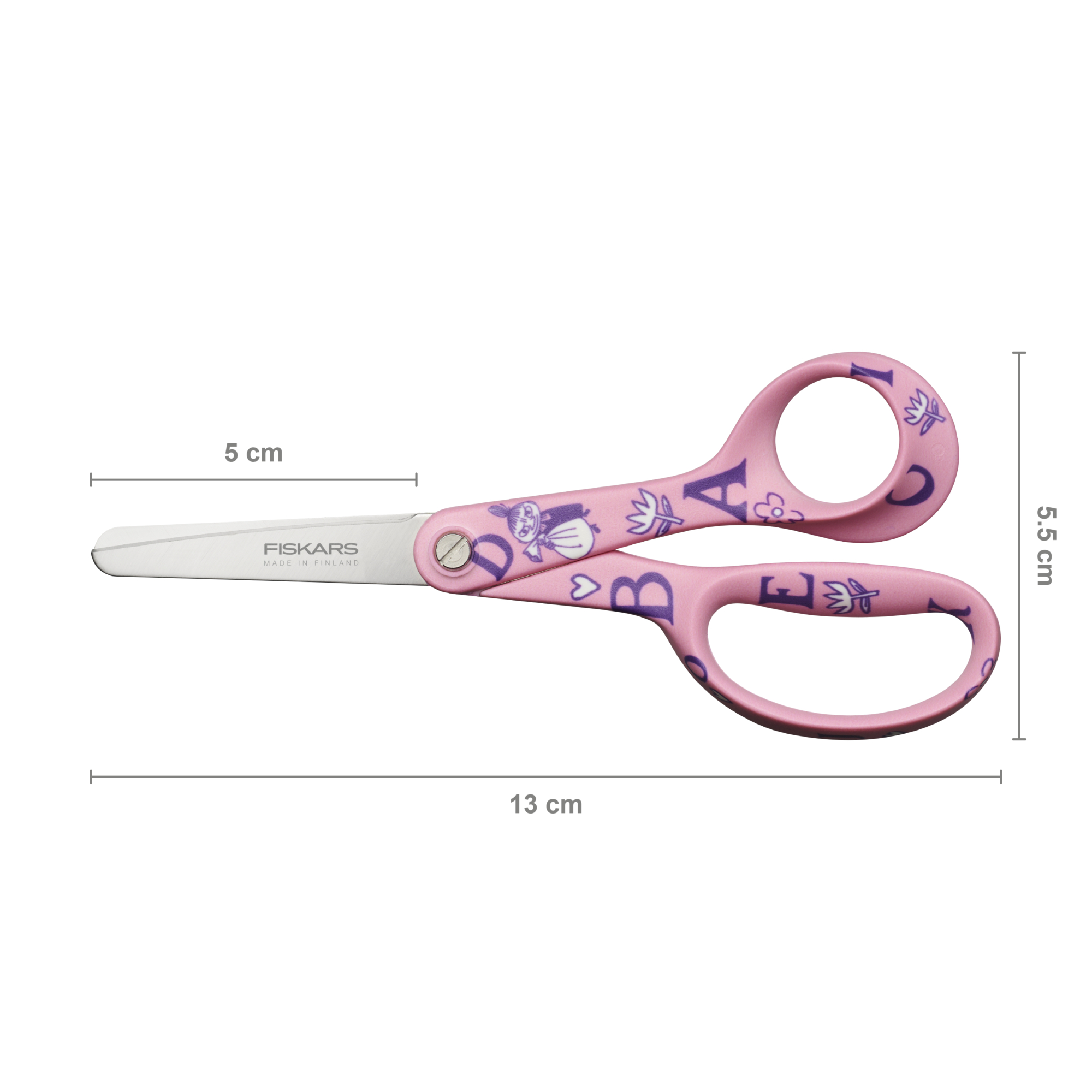 Fiskars 1071496 Moomin Nożyczki dziecięce, ABC Little My (ABC Mała Mi)