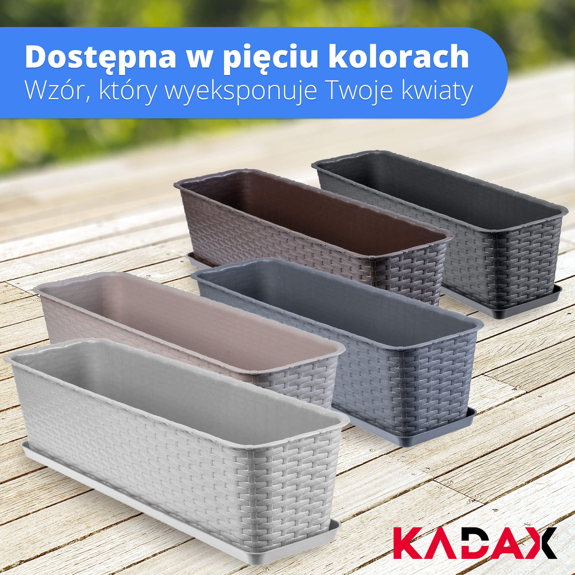Skrzynka balkonowa z podstawką Frette 60 x 17 cm, brązowa
