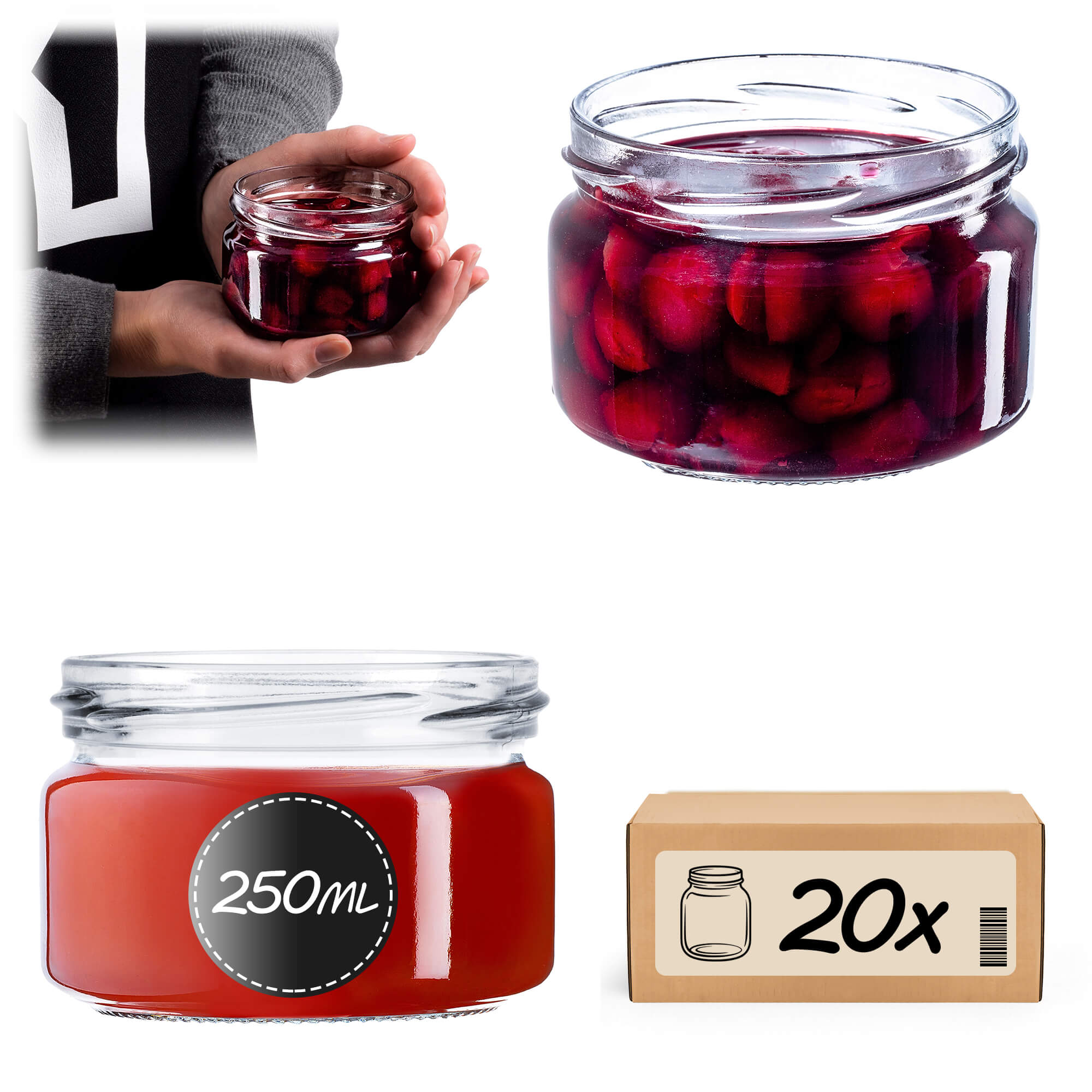 Słoiki na przetwory Denia 250ml 20szt 82mm bez wieczka
