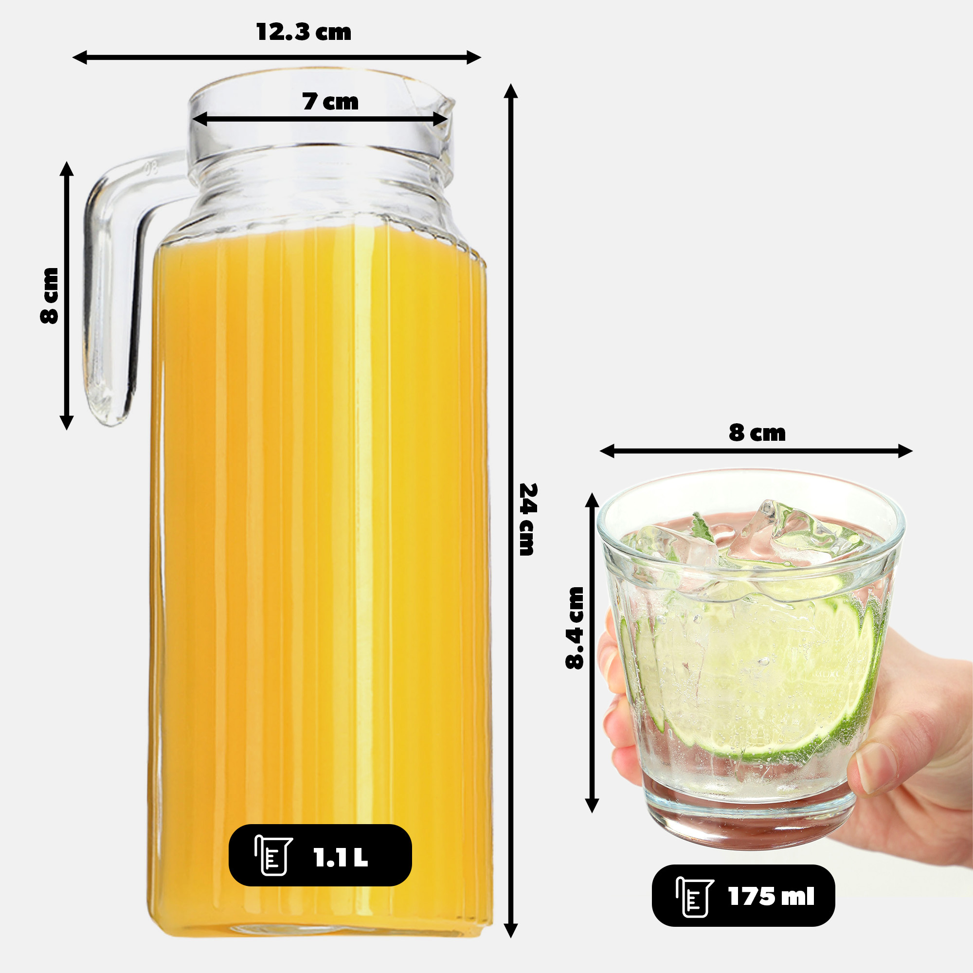 Szklanki Blera 175 ml 6 szt + dzbanek Bargano 1,1L