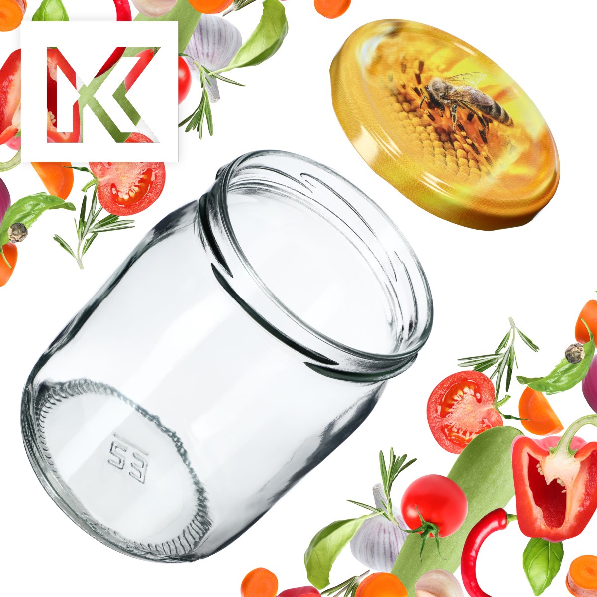 Słoiki Senna 540ml 16szt 82mm + wieczka "Pszczoła"