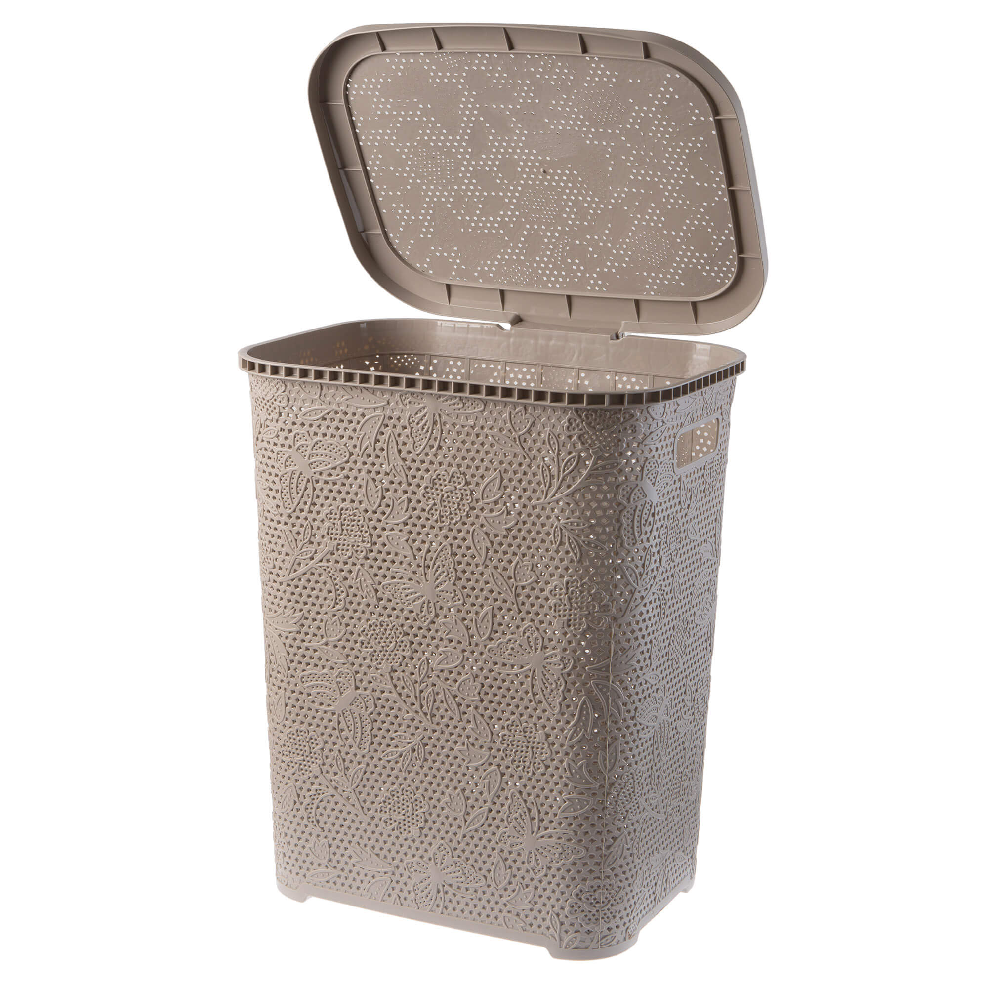 Kosz z pokrywą na bieliznę i ubrania Aglio 55L, beżowy