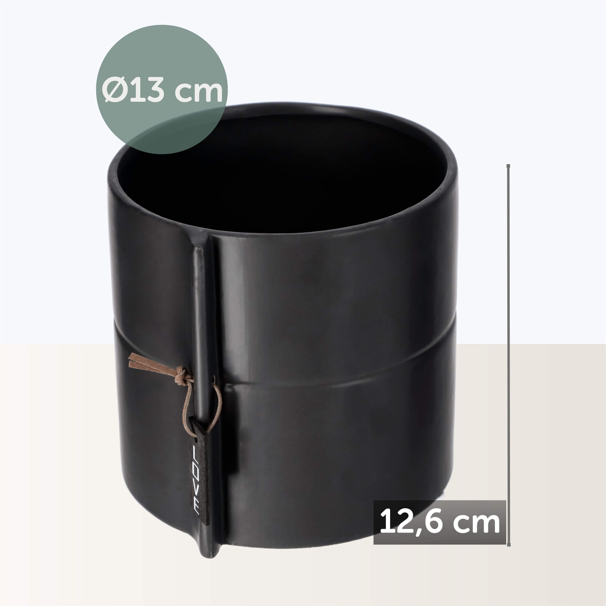 Osłonka na kwiaty Lemps ceramiczna 13 cm, czarna
